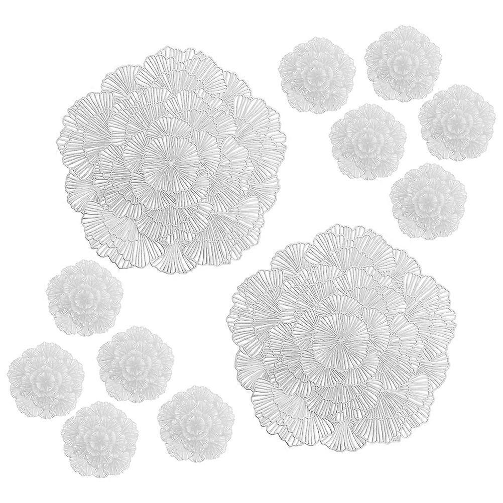 Dining Ginkgo Leaf Shape PVC Protective Desk Mats Hollow Design For Home Users 12Pcs