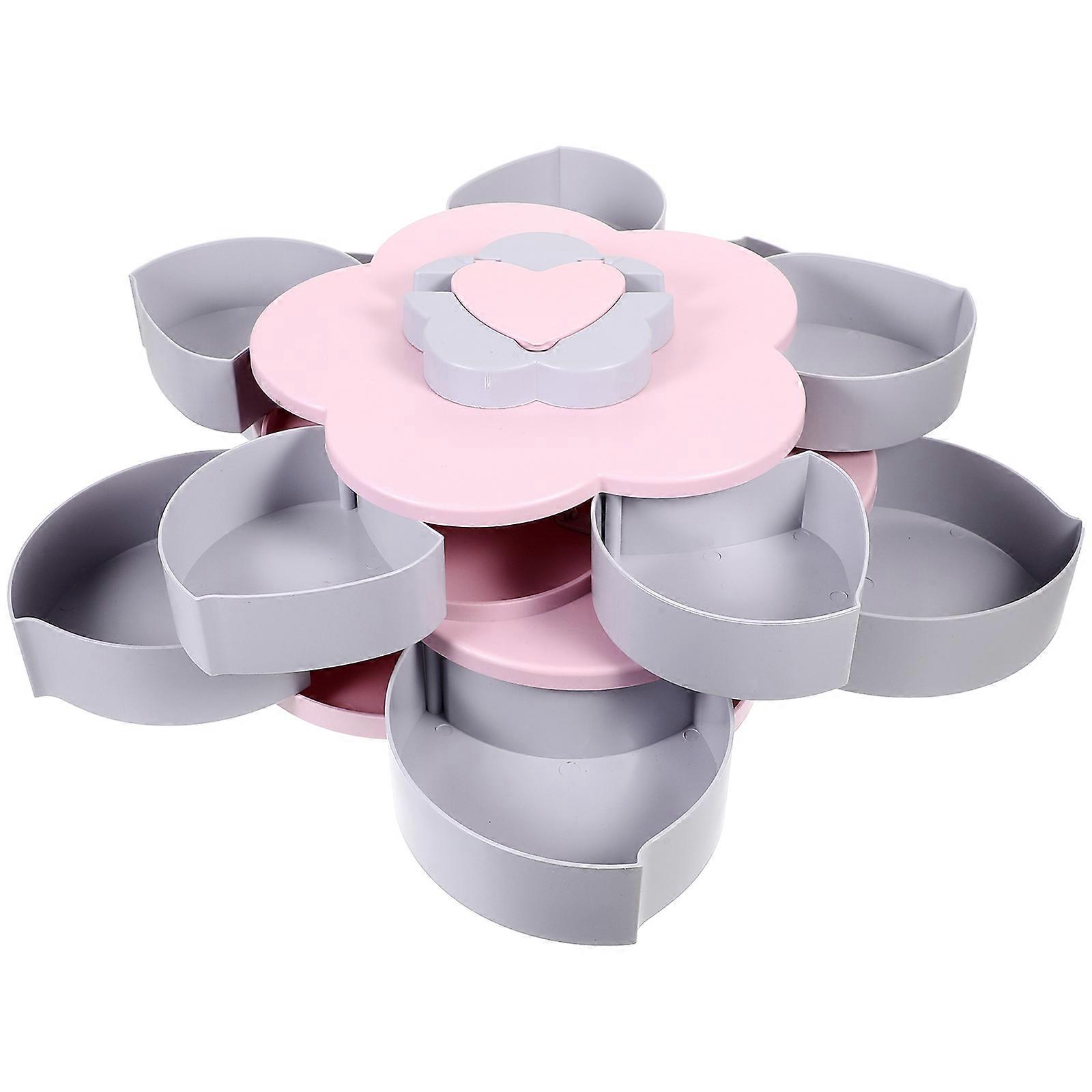 Candy Organizer Flower Shape Double-layer Food Storage Holder Rotatable Candy Storage Tray Parties Fruit Box Blue 1Pc