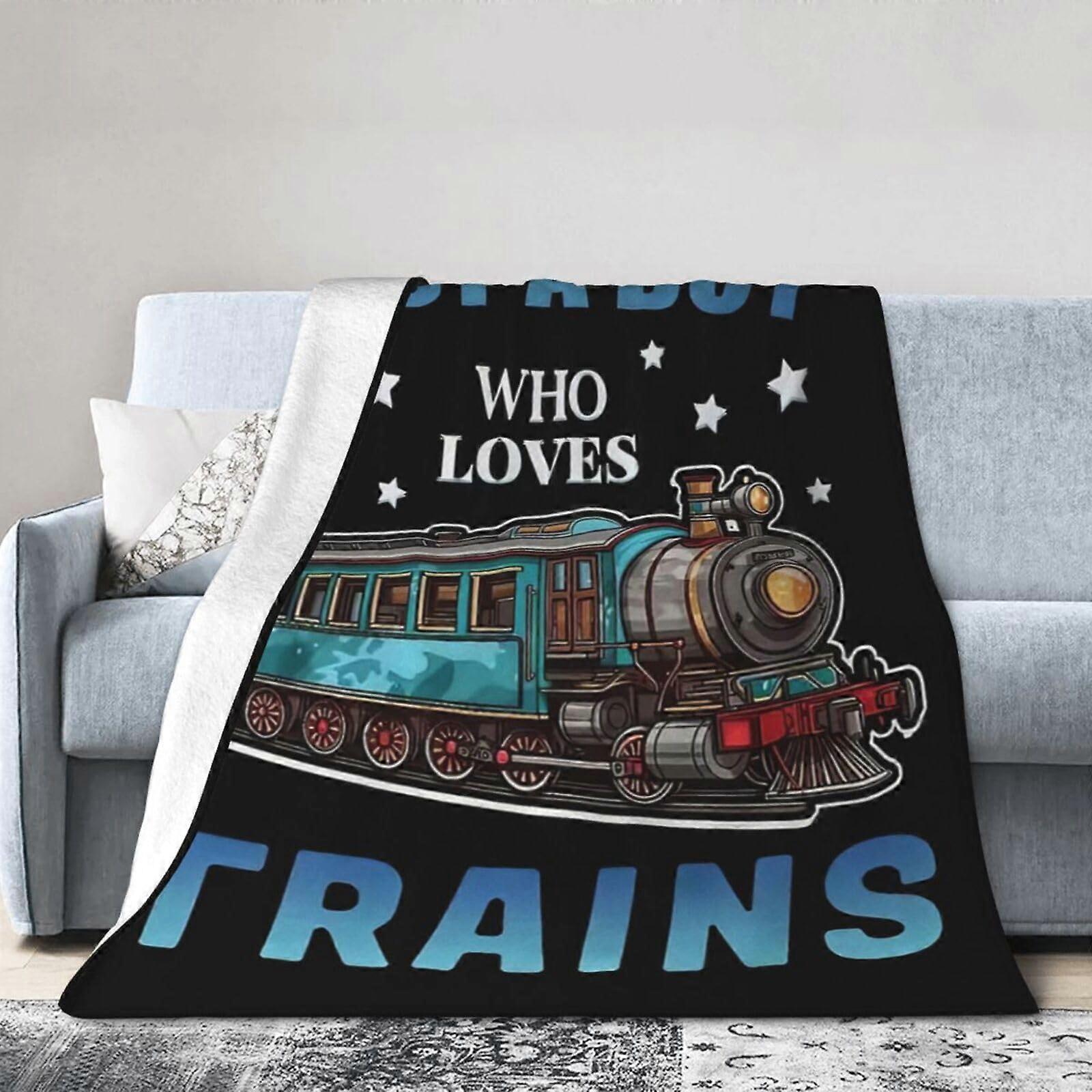 Just a Boy Who Likes Trains blanket, super soft, warm, fleece, cozy'