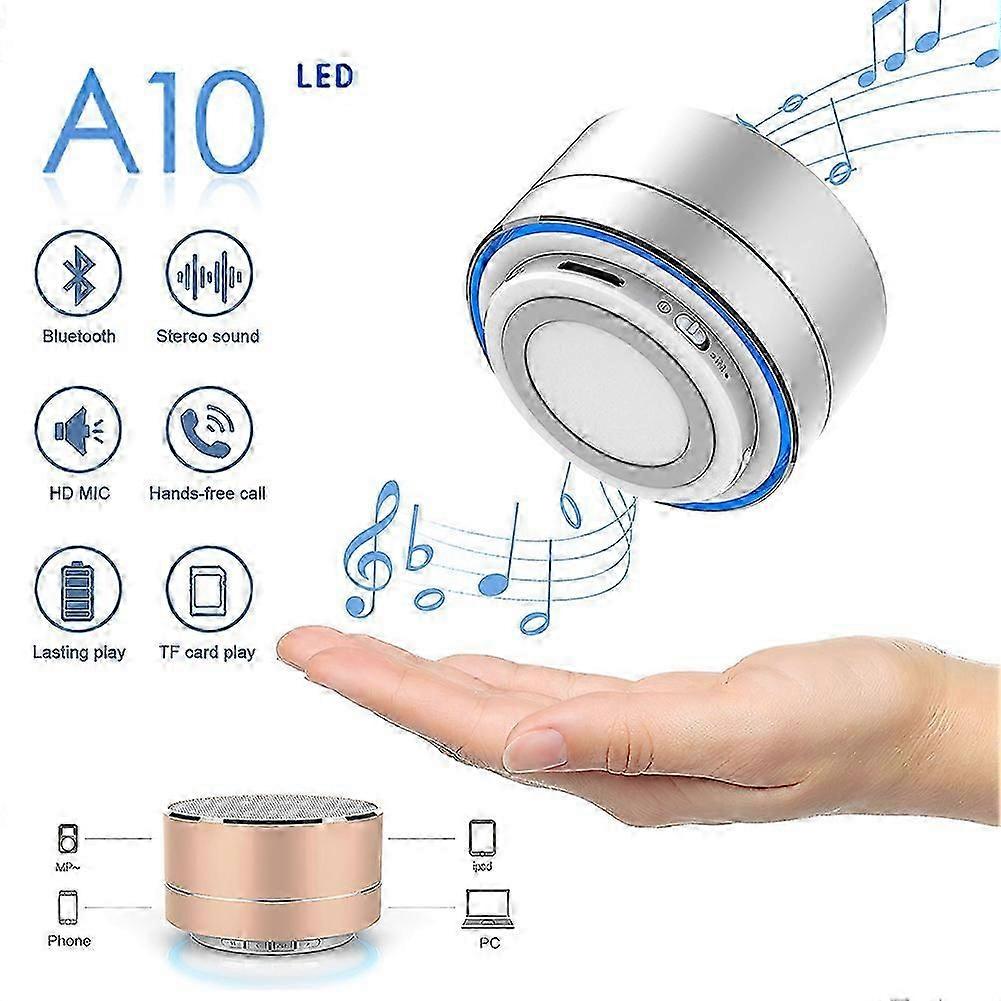 A10 Wireless Smart Aluminum Alloy Bluetooth Compatible Speaker Colorful LED Light Hands-Free Subwoofer Speaker Support TF Card