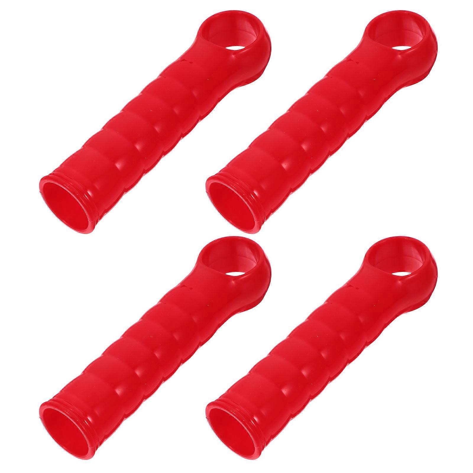 Commercial Mop Handle Replacement Grips Comfortable Grip Universal Fit Easy Installation Red 11.50X3.00X2.50CM 4Pcs