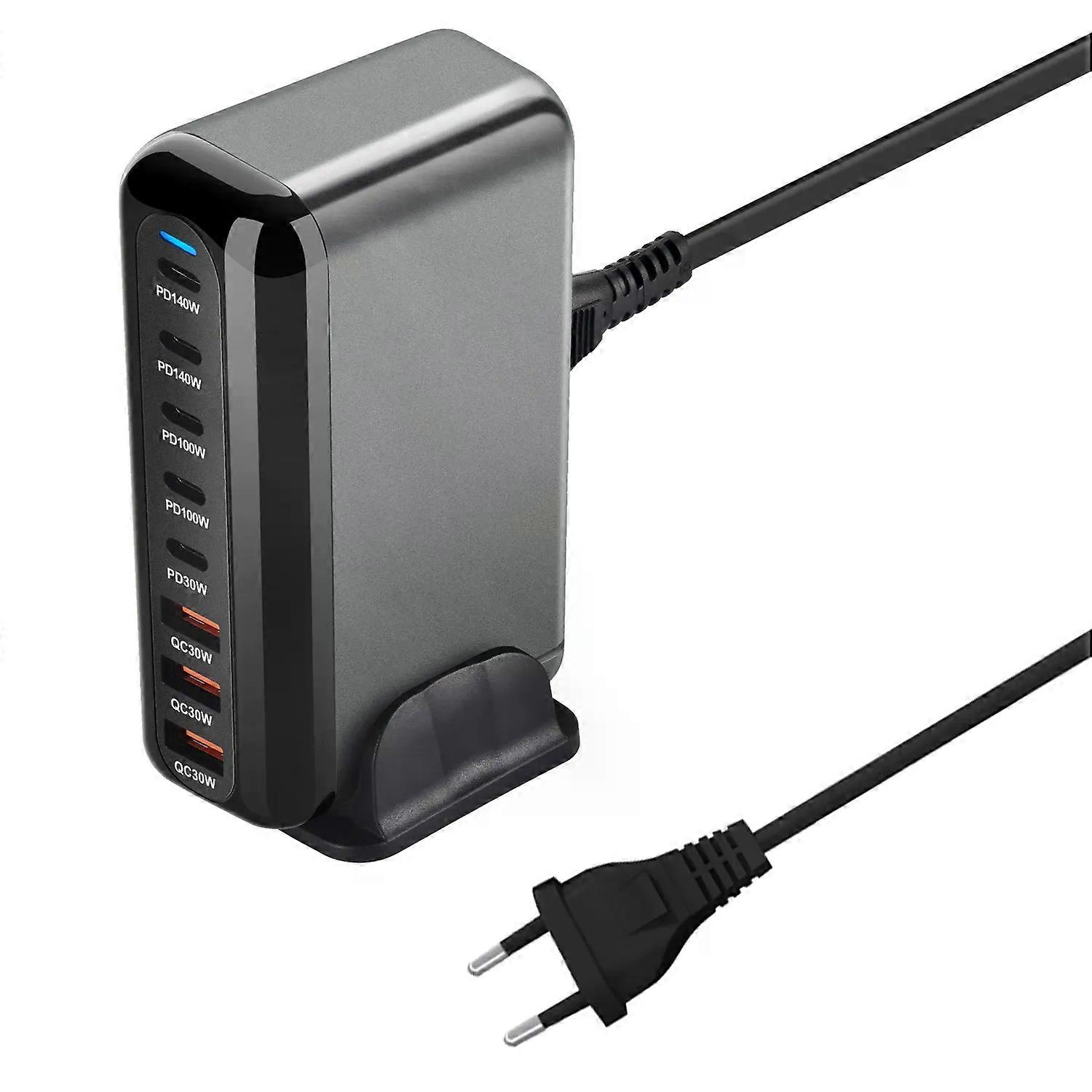 Office New 600W GaN Fast Charge 3.0 USB Type C Szybka ładowarka z 8 portami, ładowarka 5C3A PD do telefonów i tabletów, przenośna konstrukcja