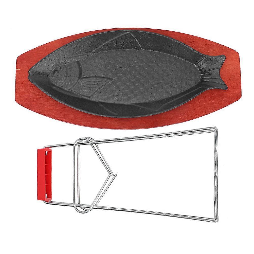 Fish Shaped Cast Iron Grill Pan with Serving Tray – Non Stick Teppanyaki Baking Plate for Outdoor BBQ, Grilled Fish, and Steak Cooking