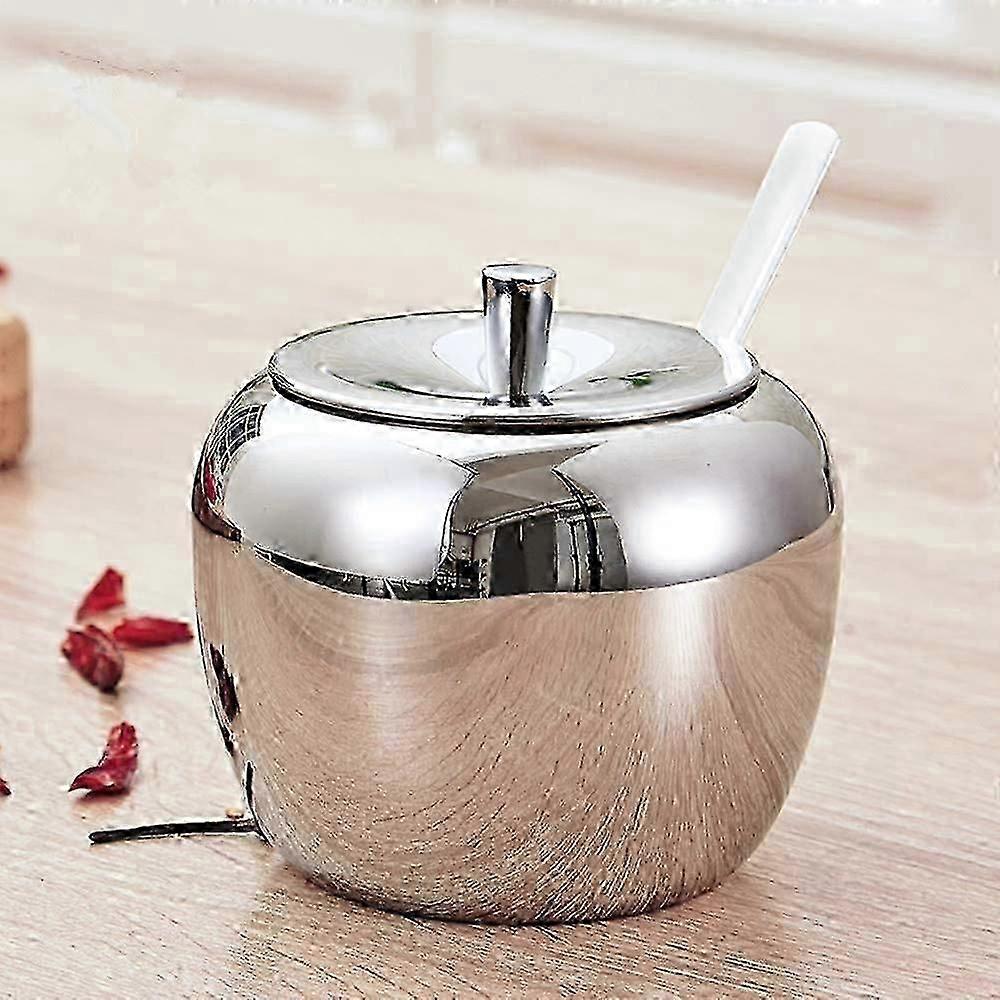 Stainless Steel Sugar Bowl with Lid and Spoon, Large Sugar Dispenser, Sugar Salt