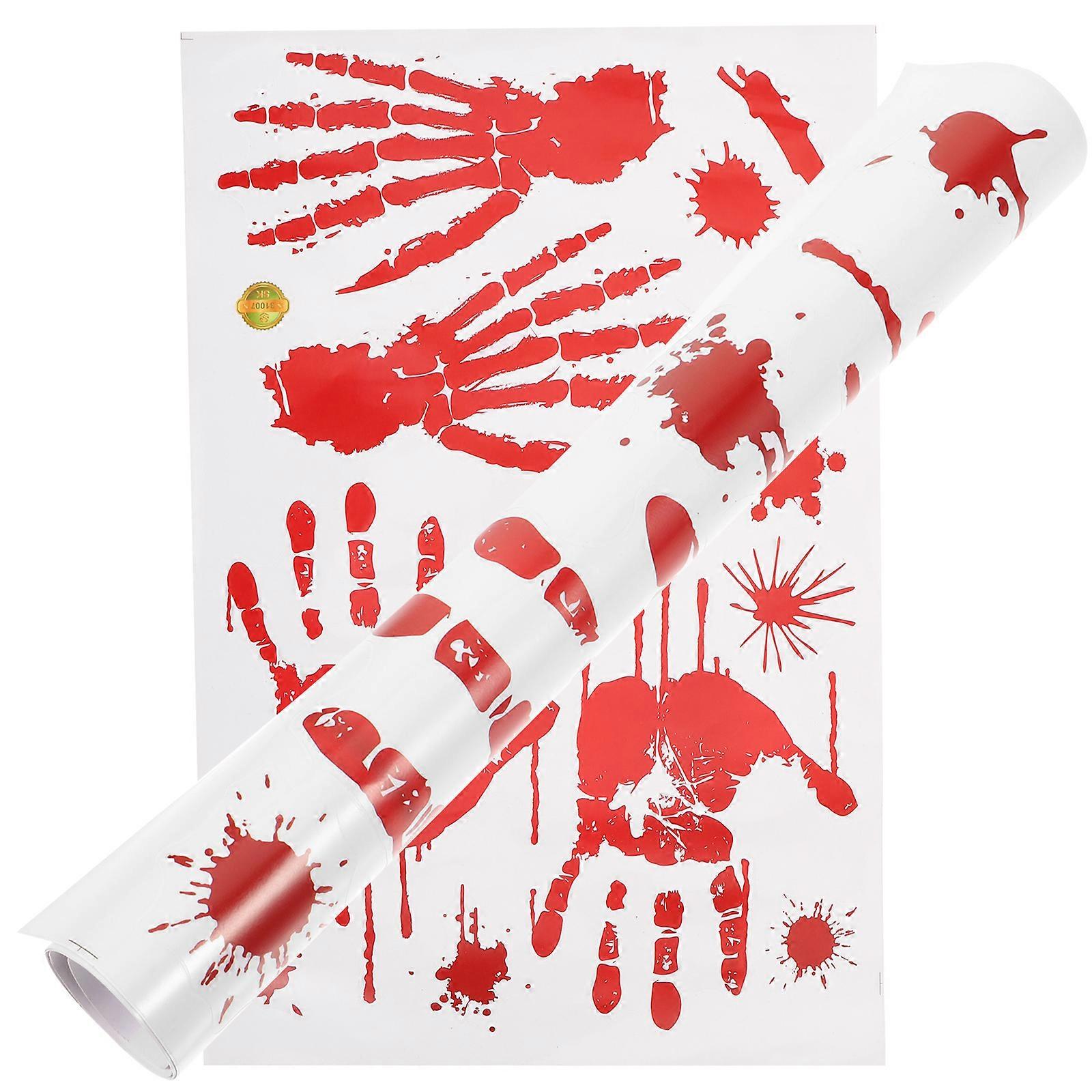 Halloween Wall Decal Handprints Door Sticker Red 2 Sets