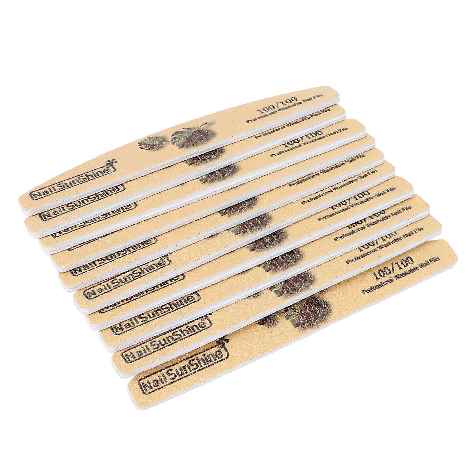 10pcs Nail File Professional Washable Reusable Double Sided Nail Buffer File Manicure Tool (Yellow)