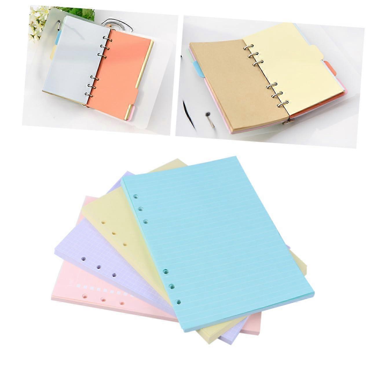 A5 Refill Paper Notebook Pack of 4 - 6 Coloured Blank Diary Inserts, A5 Planner Pages, A6 Straight Grain Loose Sheets