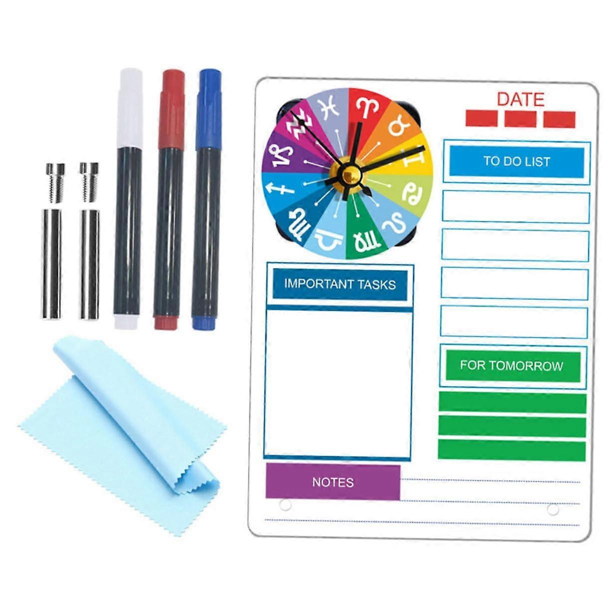 Wall Clock 1 Set Planning Board Magnetic Whiteboard Standing Whiteboard Acrylic Menu Note Board Cabinet Organizer Desk