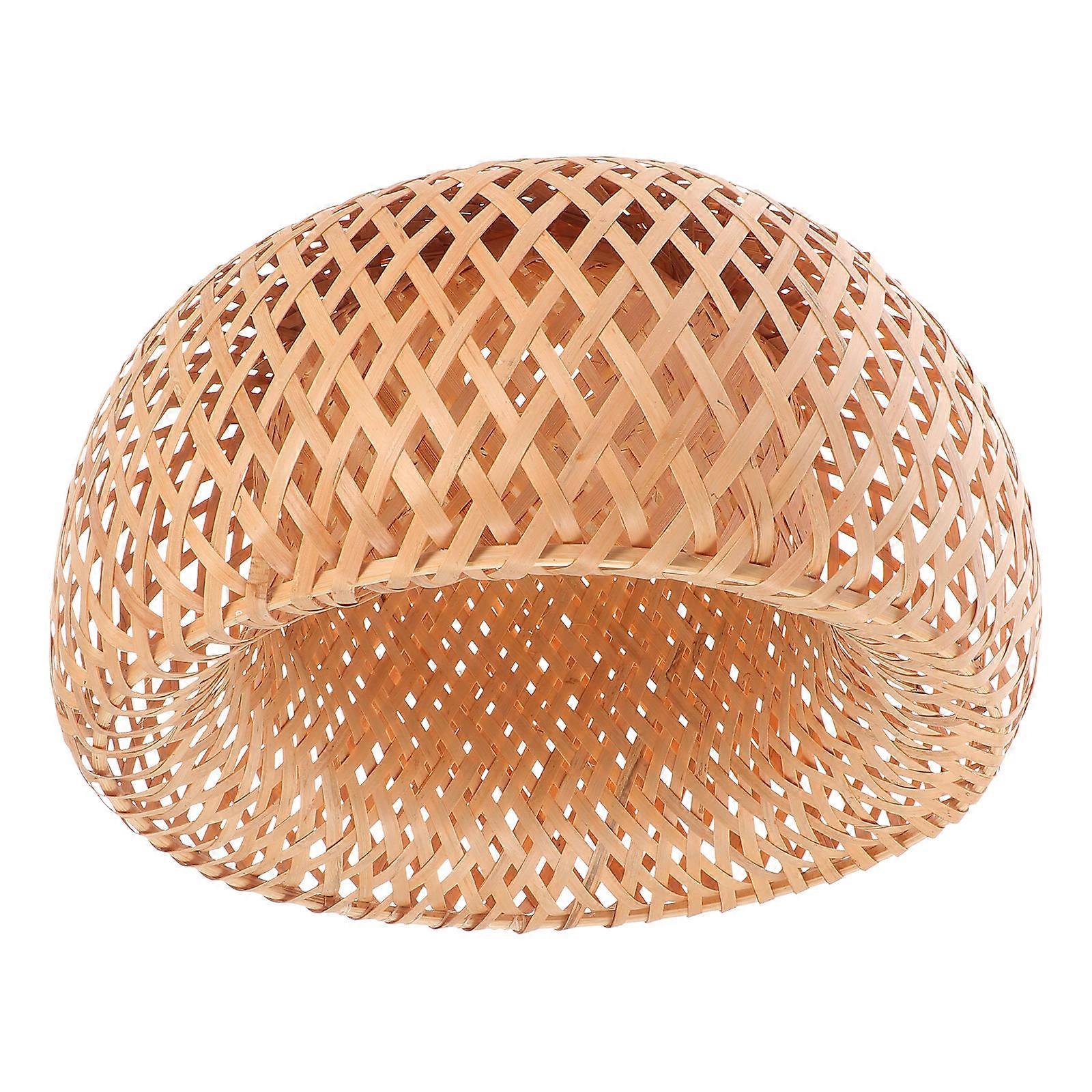 Durable Bamboo Woven Lampshade for Home Decor Khaki Color Synthetic Material