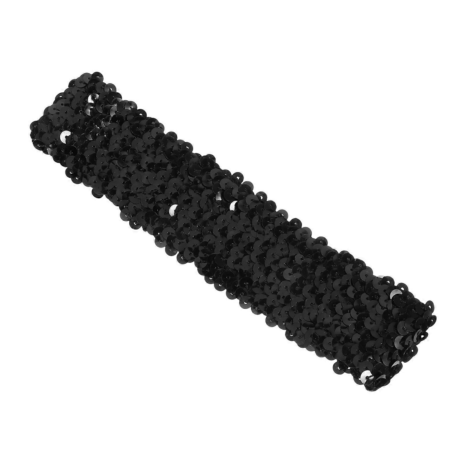 Black Glitter Sequin Headband for Sport Use with Elastic Design 1pc