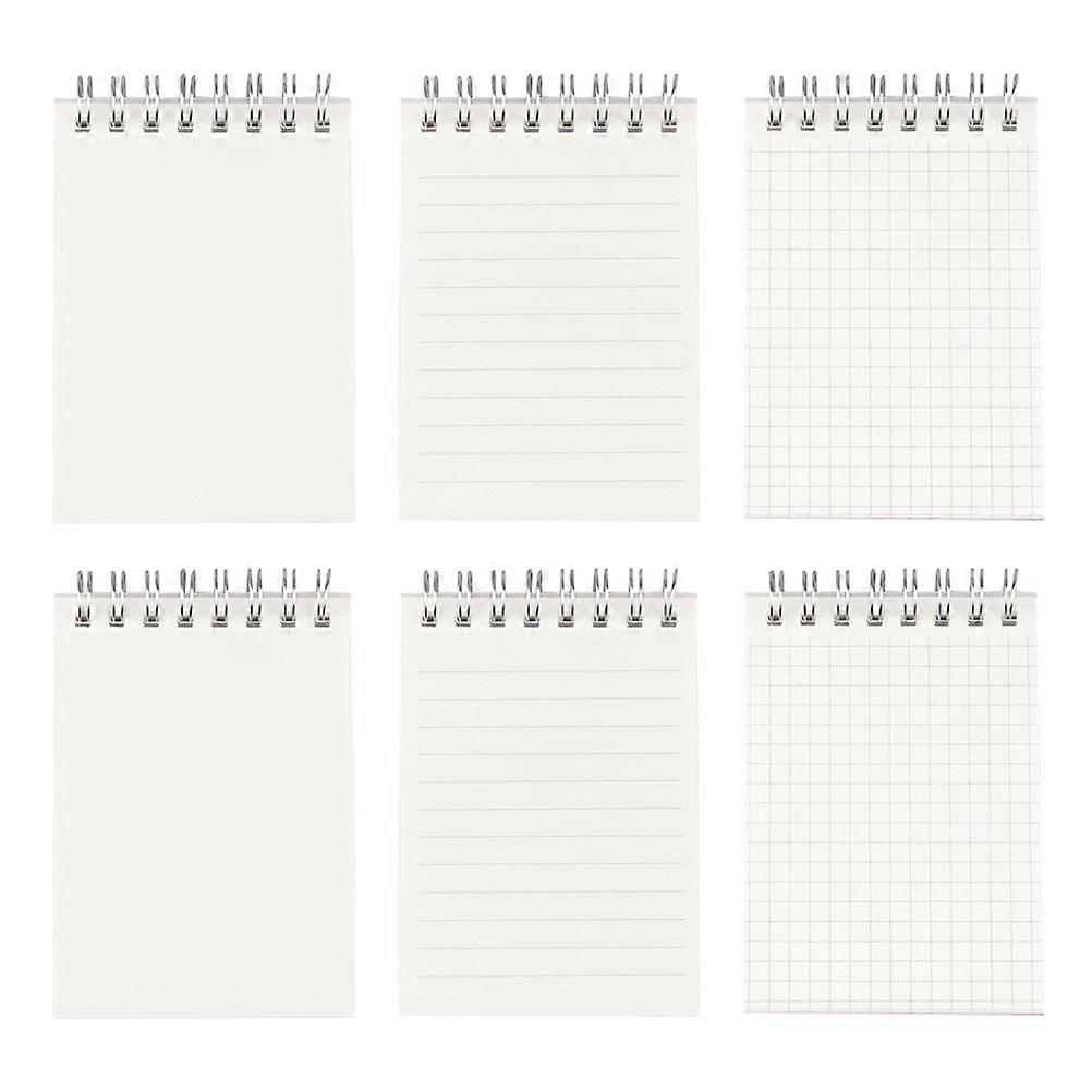 6pcs Mini Spiral Notepad Set with Transparent Cover – Lined, Blank, and Multipurpose Pages for Office, School, and Home Use