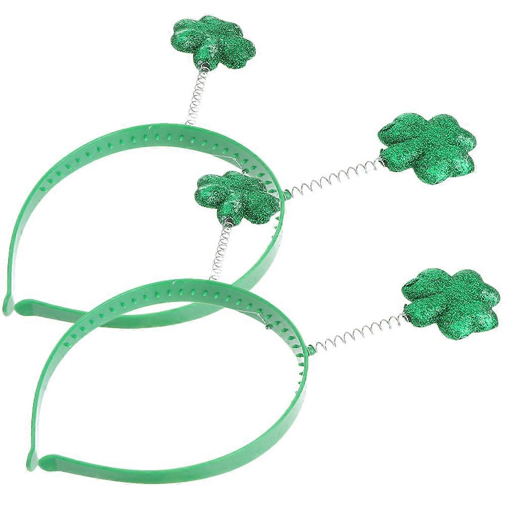 St Patrick's Day Clover Headbands with Plastic and Foam Green Color for Festival Use 2Pcs
