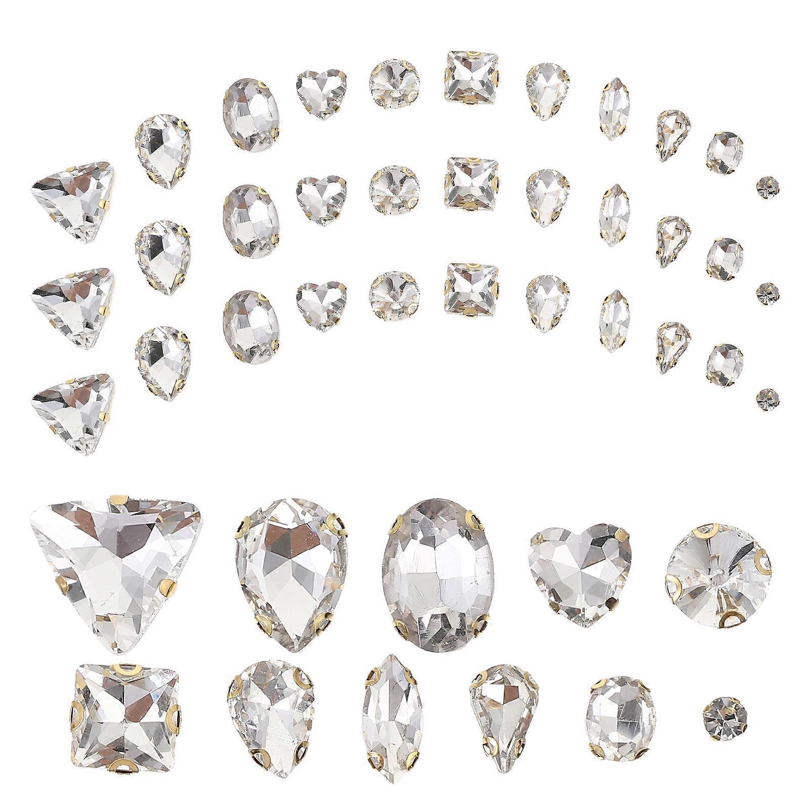 130 قطعة من مخلب الزجاج الأبيض خياطة على أحجار الراين لملابس DIY ، والإكسسوارات اليدوية ، والحرف اليدوية ، وزخارف الخياطة ، وصنع المجوهرات