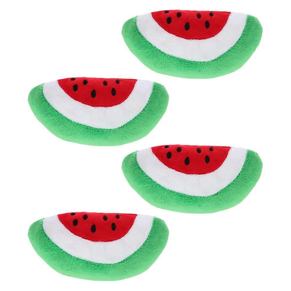 4pcs Watermelon Plush Dog Chew Squeaky Durable Bite Play Training Interactive Entertainment