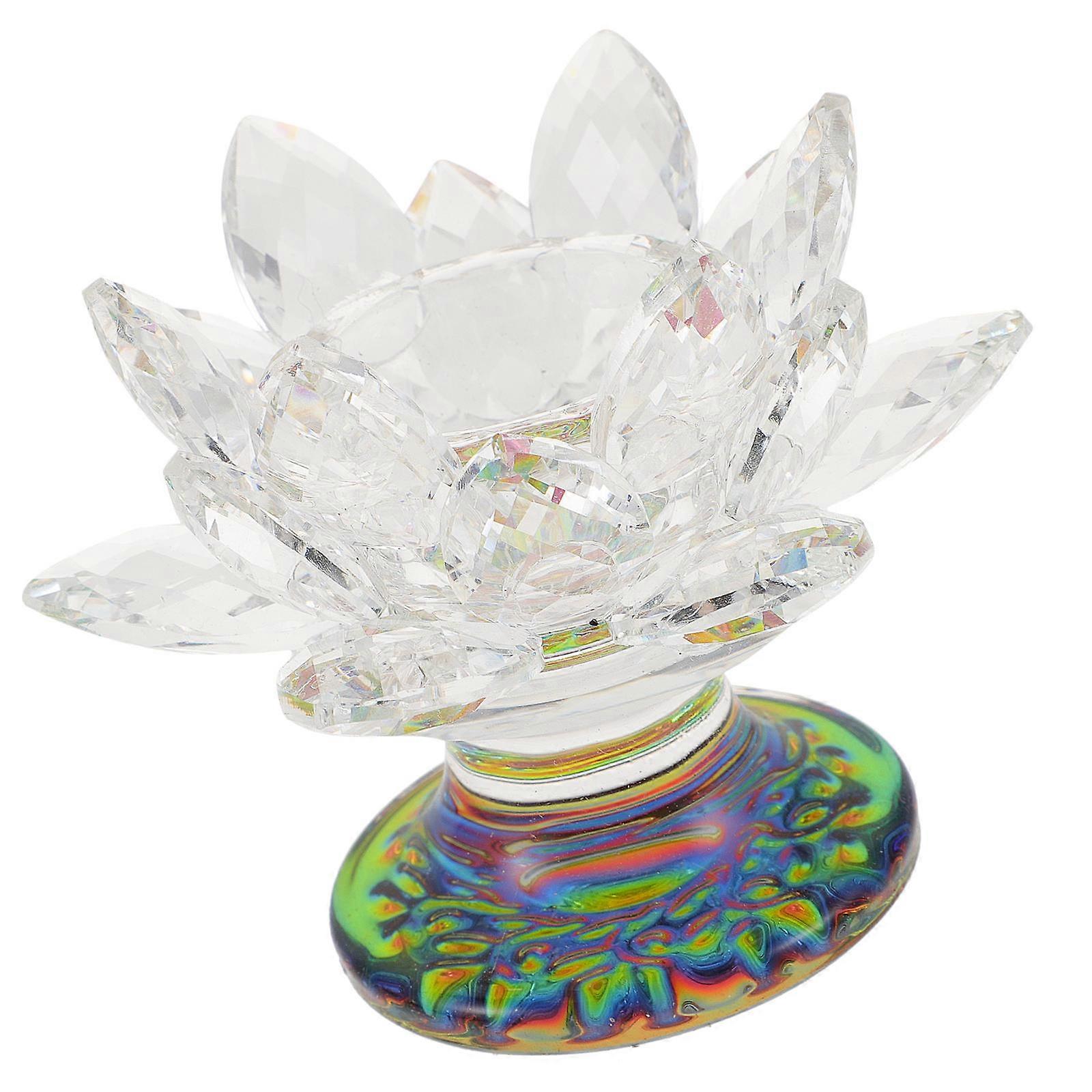 Crystal Buddha Candle Holder with Lotus Design for Decorations and Tea Light Supply 4.5 Inches