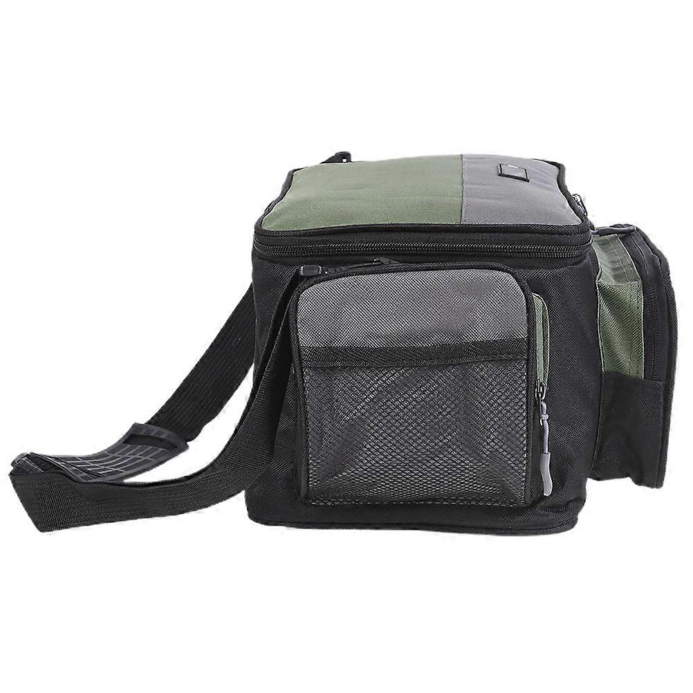 Fishing Gear Pouch Oxford Storage Bag with Multiple Pockets for Organizing Lures and Lines Outdoor Green Grey