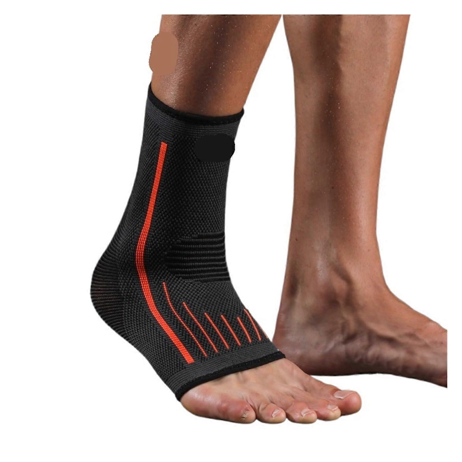 Ankle Brace 2 PCS 3D Compression Nylon Strap Support for Football and Basketball, Large Size, Orange Color