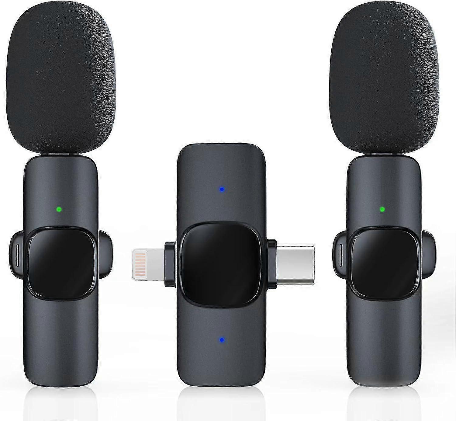 2 Pack Wireless Lavalier Microphone for iPhone/Android Phone, USB C Wireless