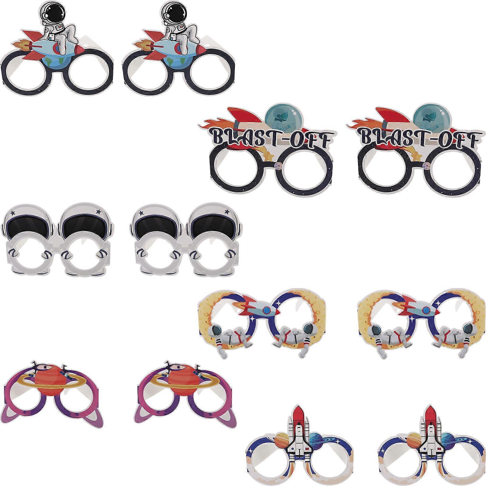 Outer Space Paper Eyeglasses Party Decoration For Groups Assorted Color Photo Booth Props 12Pcs