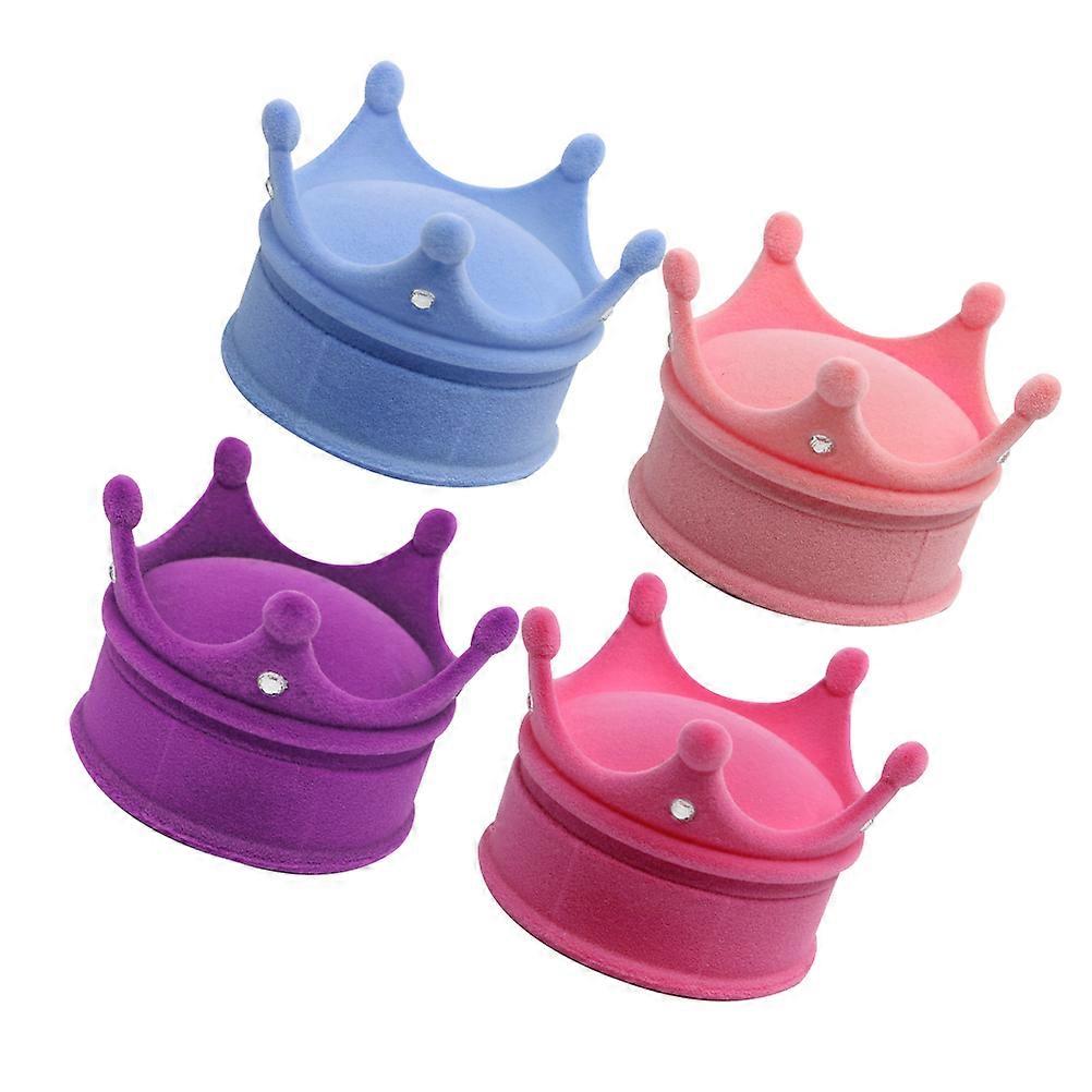 4Pcs Fashion Jewelry Box Crown Shaped Earring Storage Solution For Women Assorted Colors Perfect For Weddings