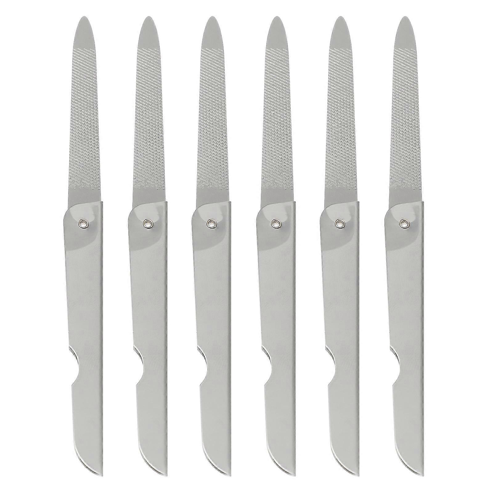 Stainless Steel Foldable Nail File for Shaping Nails with Durable 6PCS White