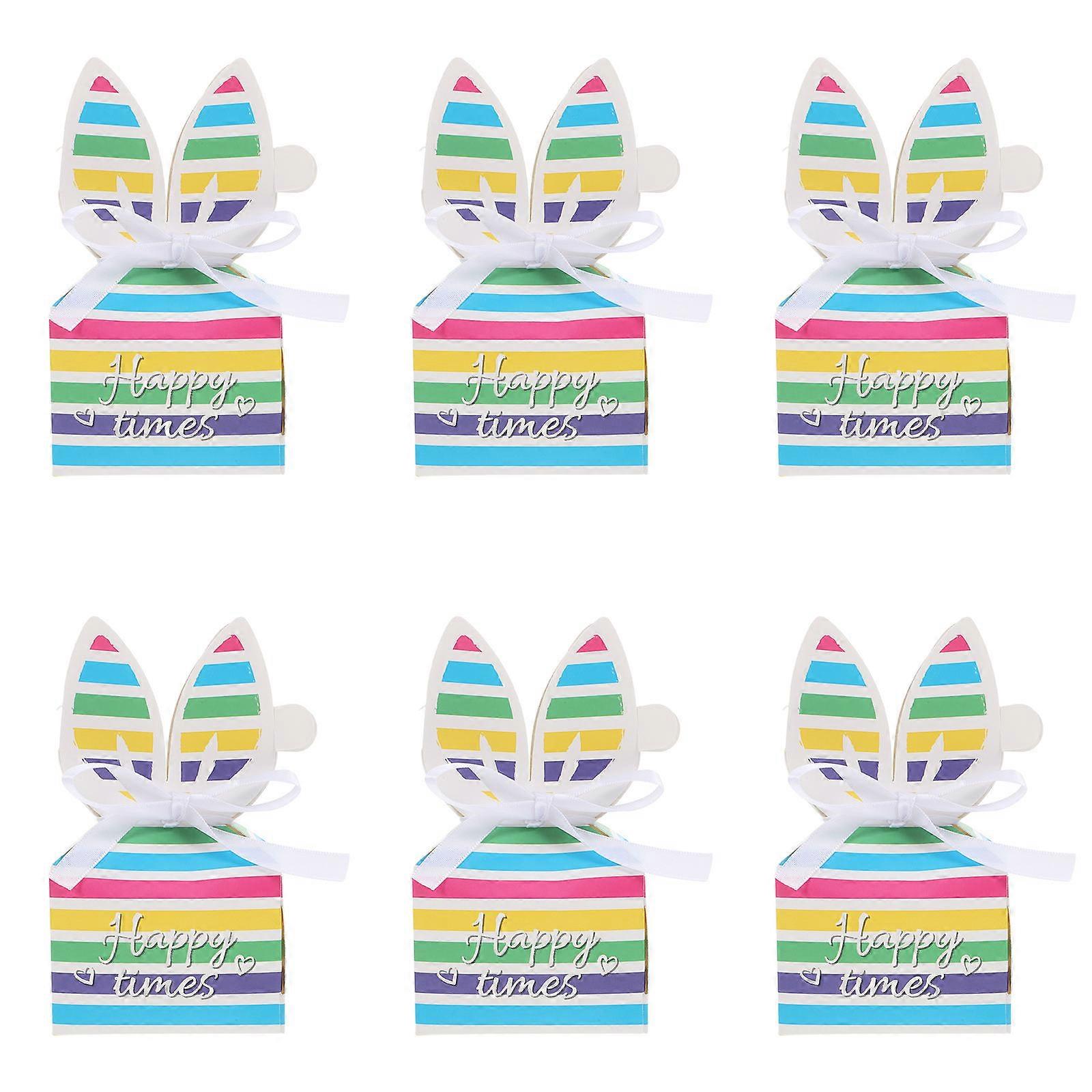 Assorted Color Bunny Treat Container 10Pcs Protective Design Perfect For Birthdays 5.31X3.14X2.16IN Safe Paper Material