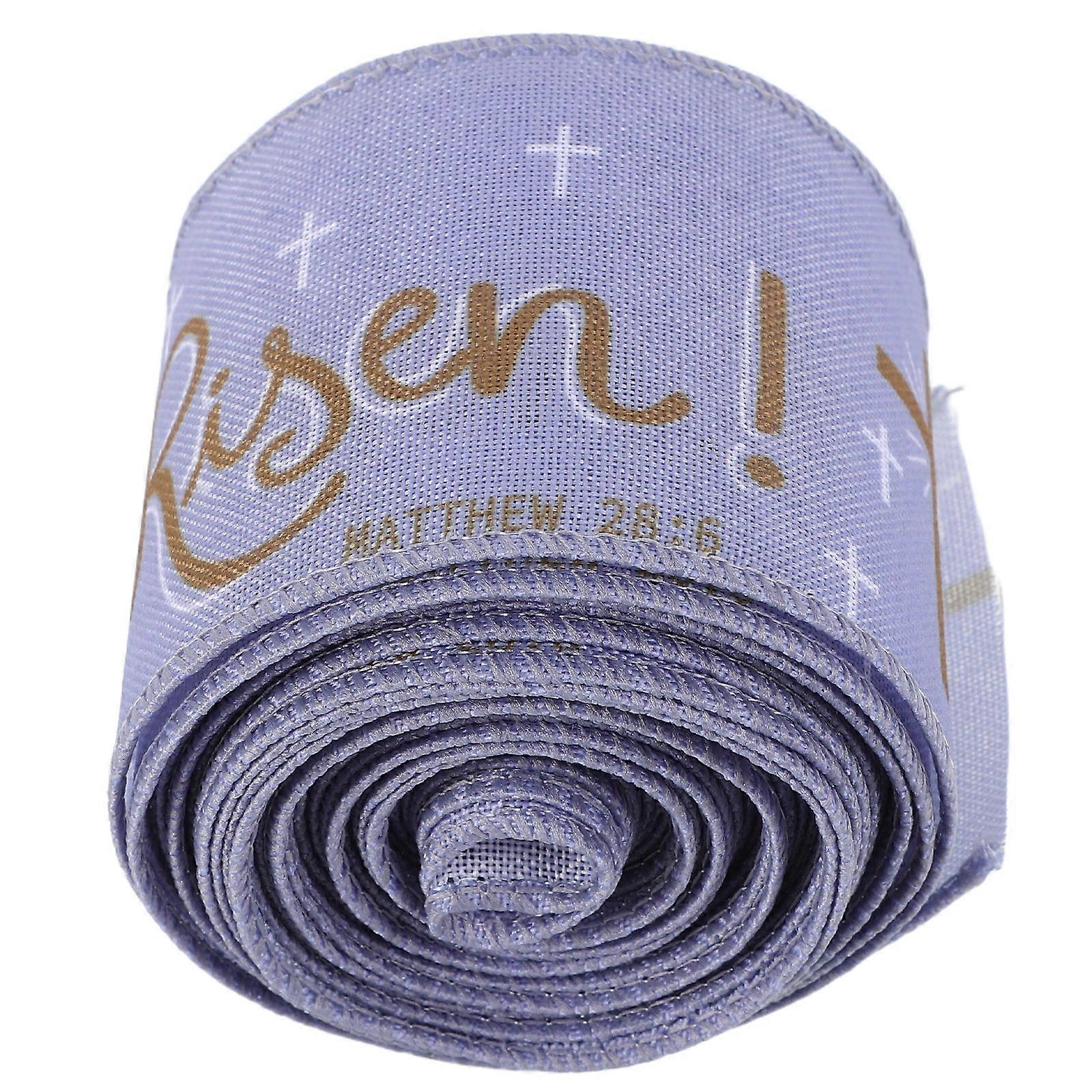 Easter Ribbon for Decoration with Wire Edged Design and Delicate Patterns Multi Color Cloth Metal 1 Roll