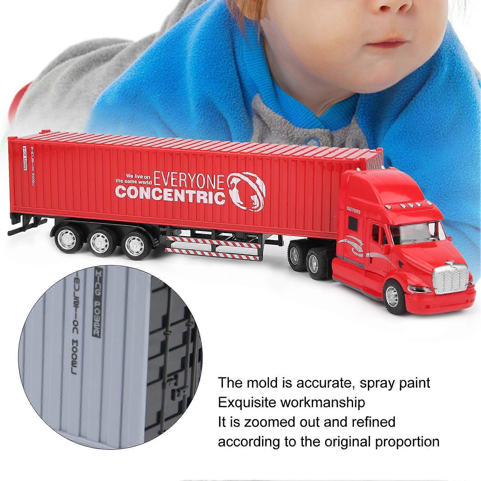 Alloy Simulation Container Car Model Children Kid Pull Back Car Toy with Sound Light(Red )