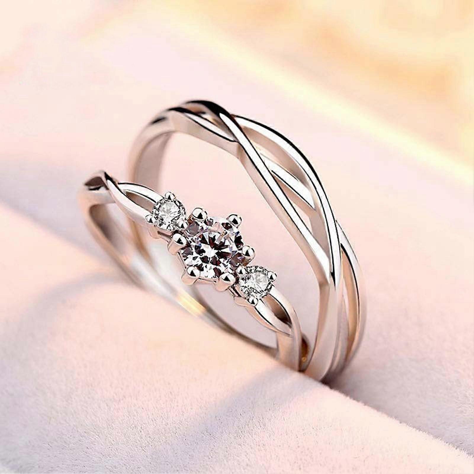 カップルリングシルバーユニークなデザイン絶妙なエレガントな調節可能なオープニングリング、結婚式のお祝いパーティー用