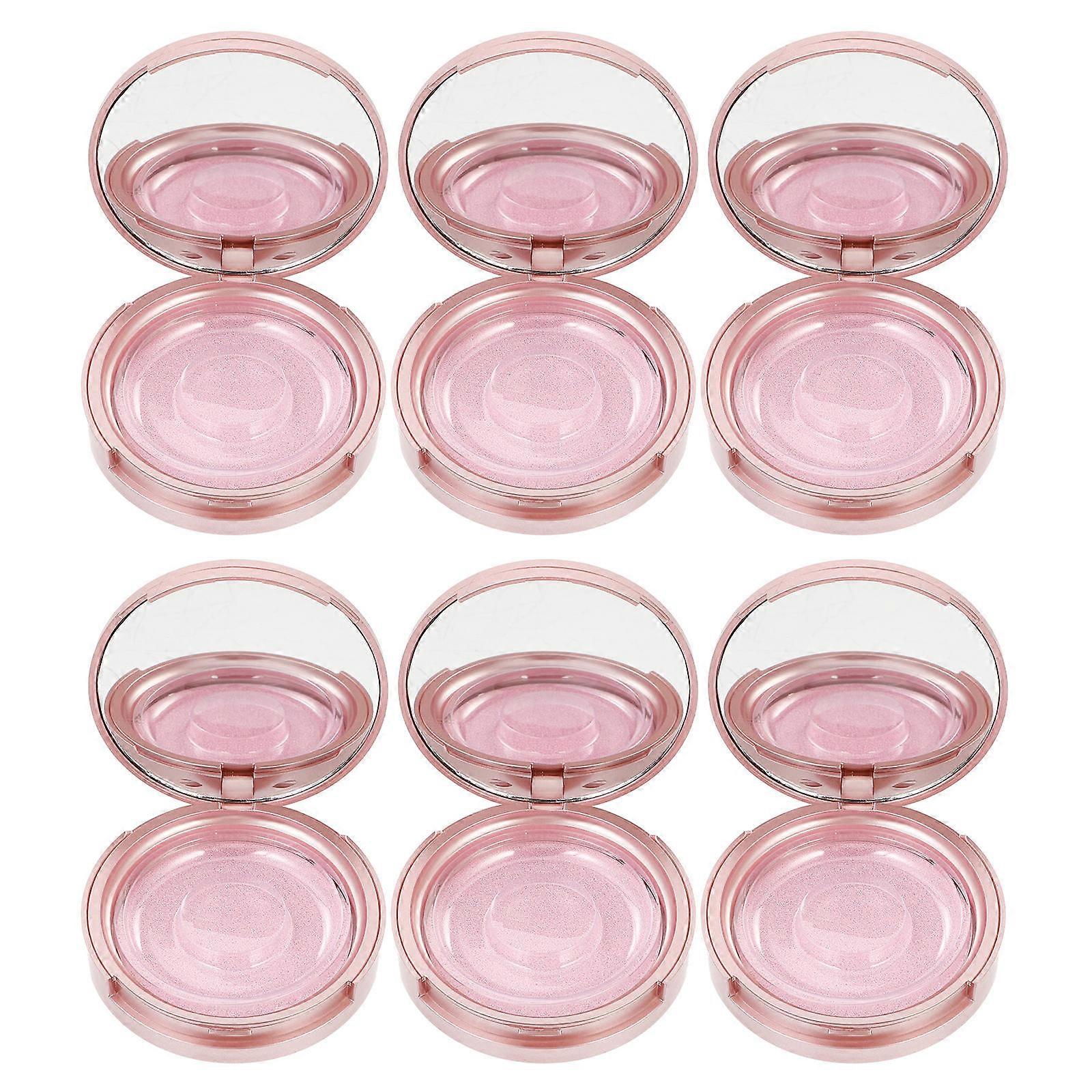 Eyelash Packaging Box 6Pcs Round Eyelash Storage Case Designed For Gift Giving And Eyelash Protection With Mirror Function