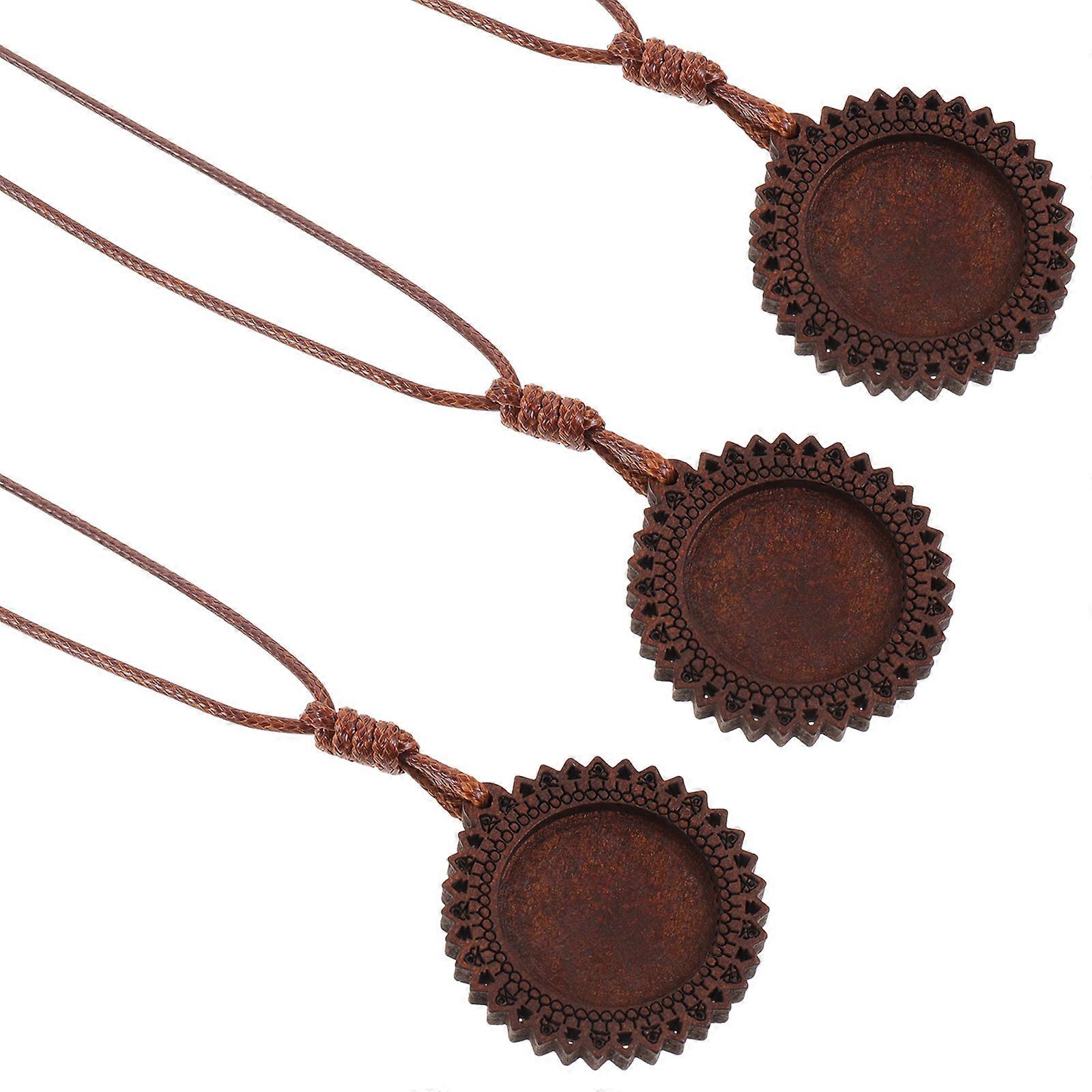 3 قطع حواف قلادة خشبية مع سلك لتوريد صنع المجوهرات