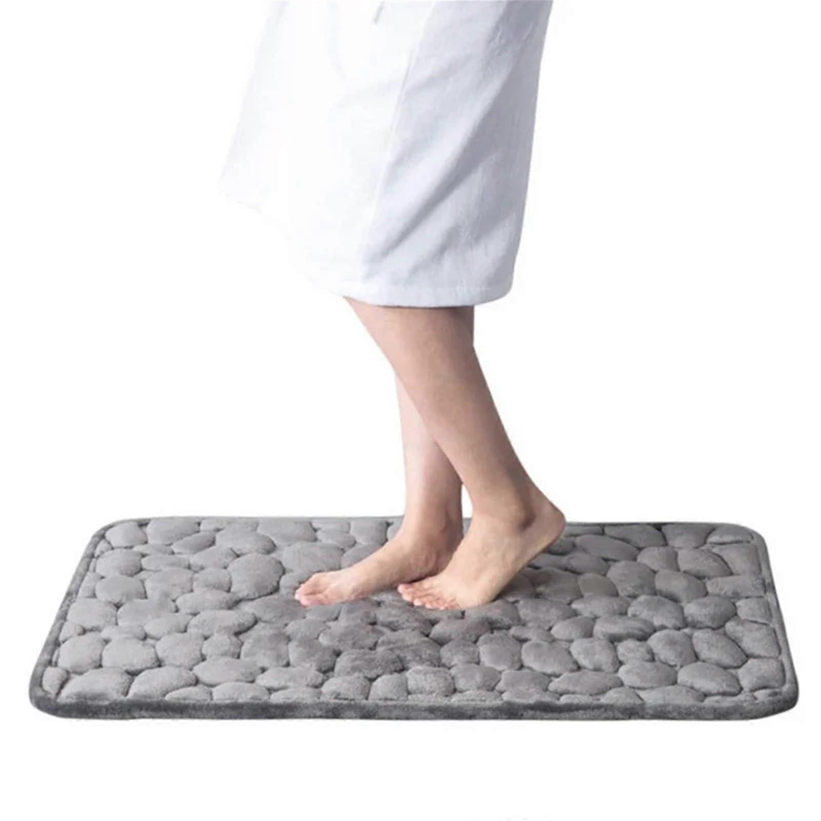 Memory Foam Bath Mat, Coral Velvet, Non-Slip, Quick-Dry, Soft & Comfortable, Machine Washable - Gray 50x80cm
