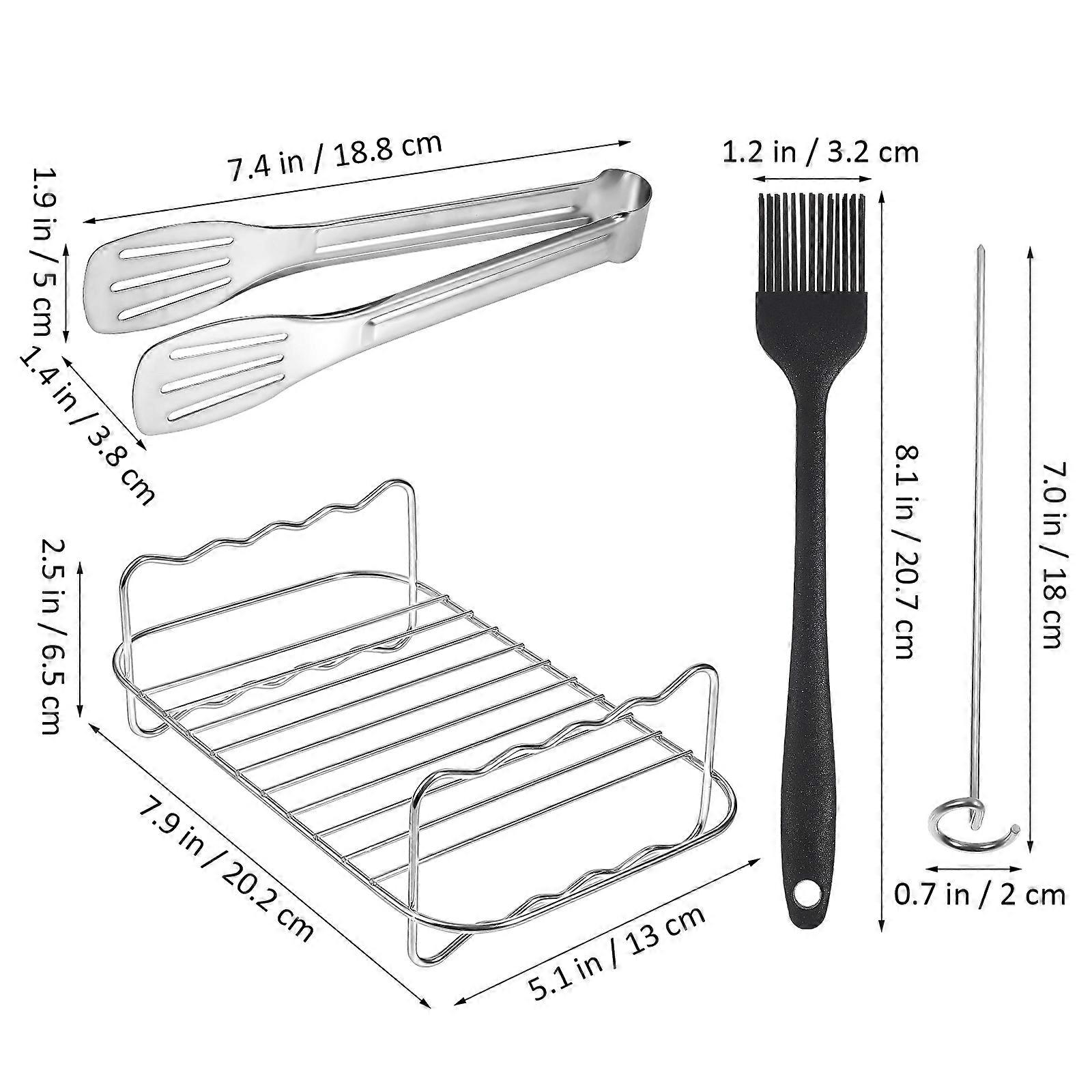 12 Pcs Air Fryer Accessories Including Racks Skewers And Tong For Grilling Kitchen Tools Assorted Color Food-grade Stainless Steel