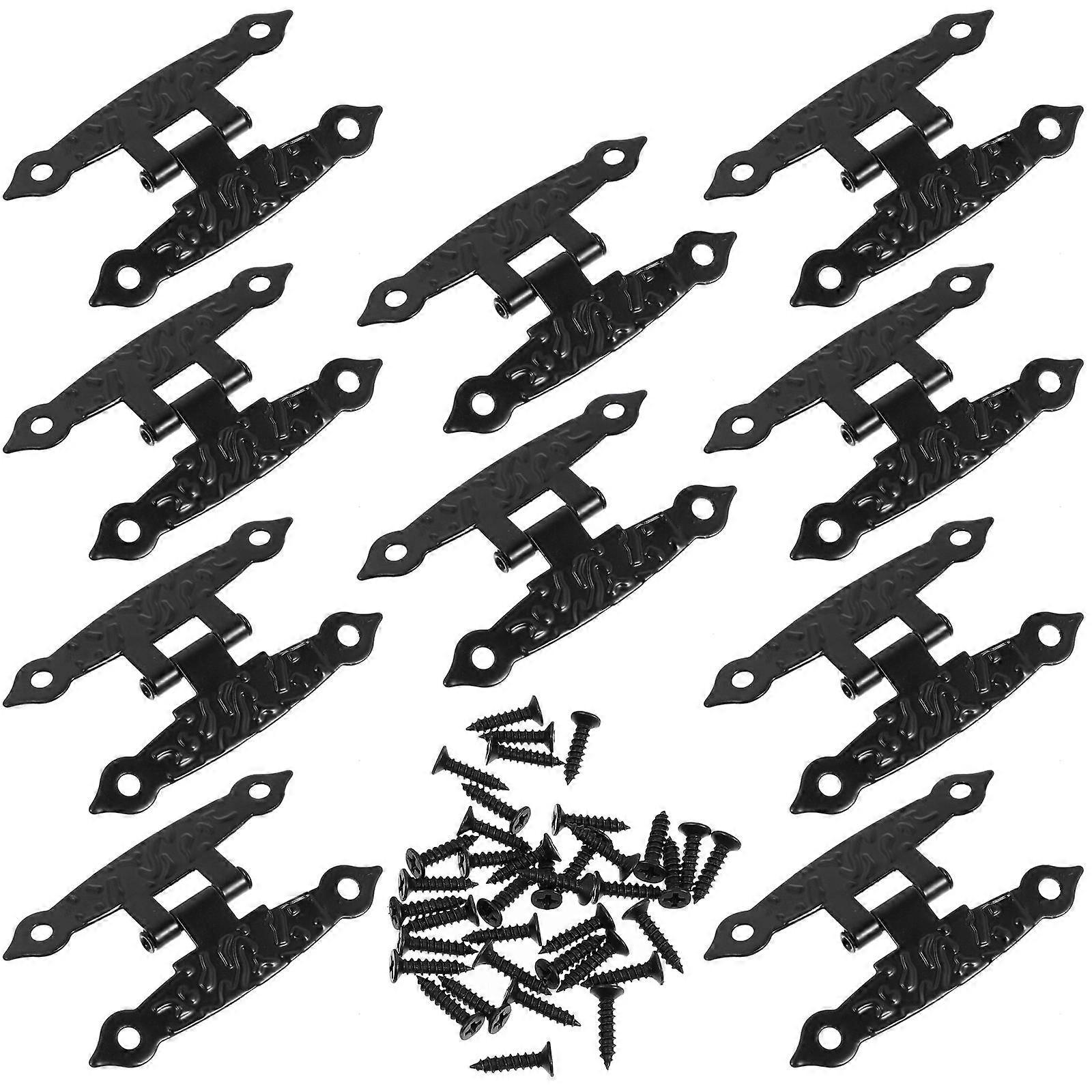 Black H Type Wooden Box Hinges Retro Iron Hardware for Jewelry Boxes & Cabinets Durable & Easy to Install