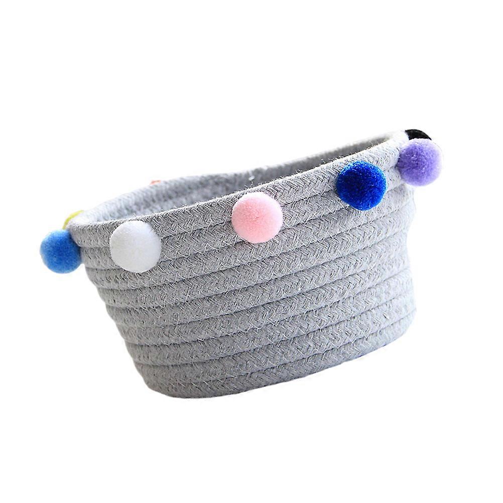 Grey Cotton Woven Storage Basket for Sundries and Desktop Use Design 12 x 12 x 10 Inches