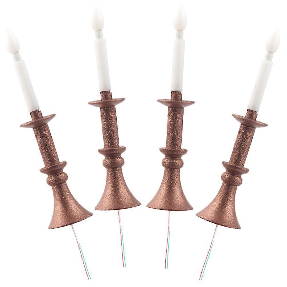 4pcs Mini Candlestick Lamps with Warm White LED Lights – Compact Miniature House Accessories for Micro Scene Decorations and Model Display