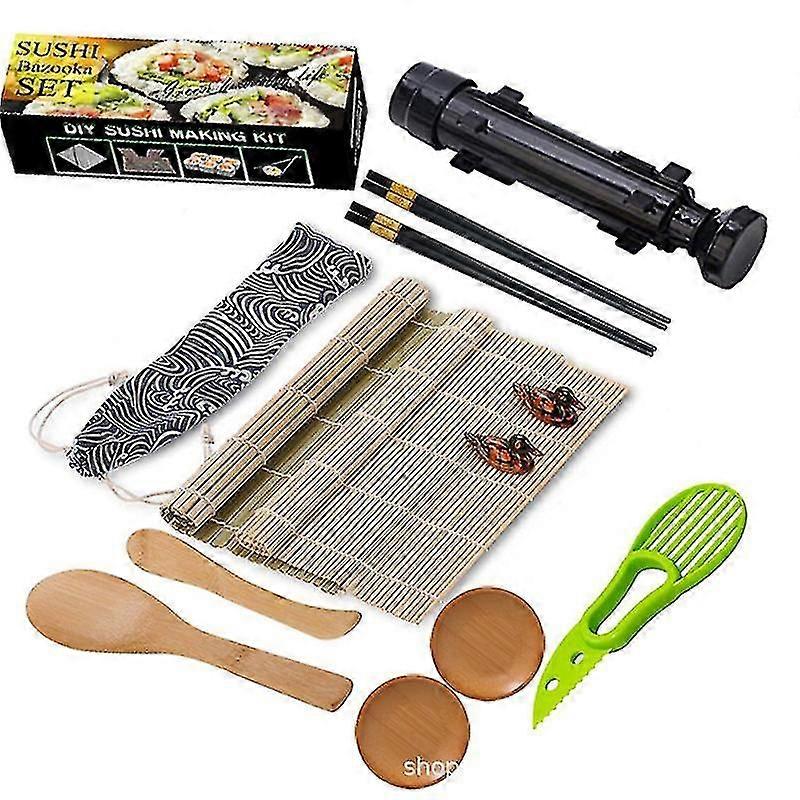 Sushi Making Kit, 13 In 1 Sushi Bazooka Roller Kit With Bamboo Mat, Bazooka Roller Cy)