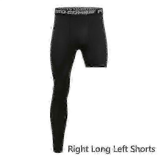 Men's Compression Running Pants: Base Layer Exercise Trousers with Cropped One-Leg Design - AN for Sports