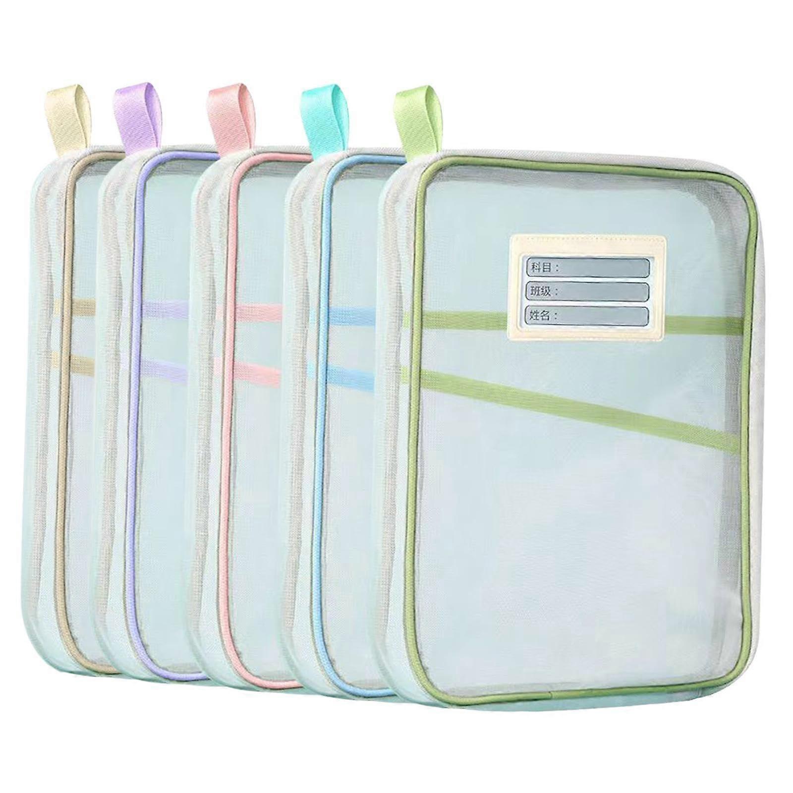 5 x document bags with zipper made of mesh fabric, A4, portable puzzle bag, briefcases, document bags for travel organization