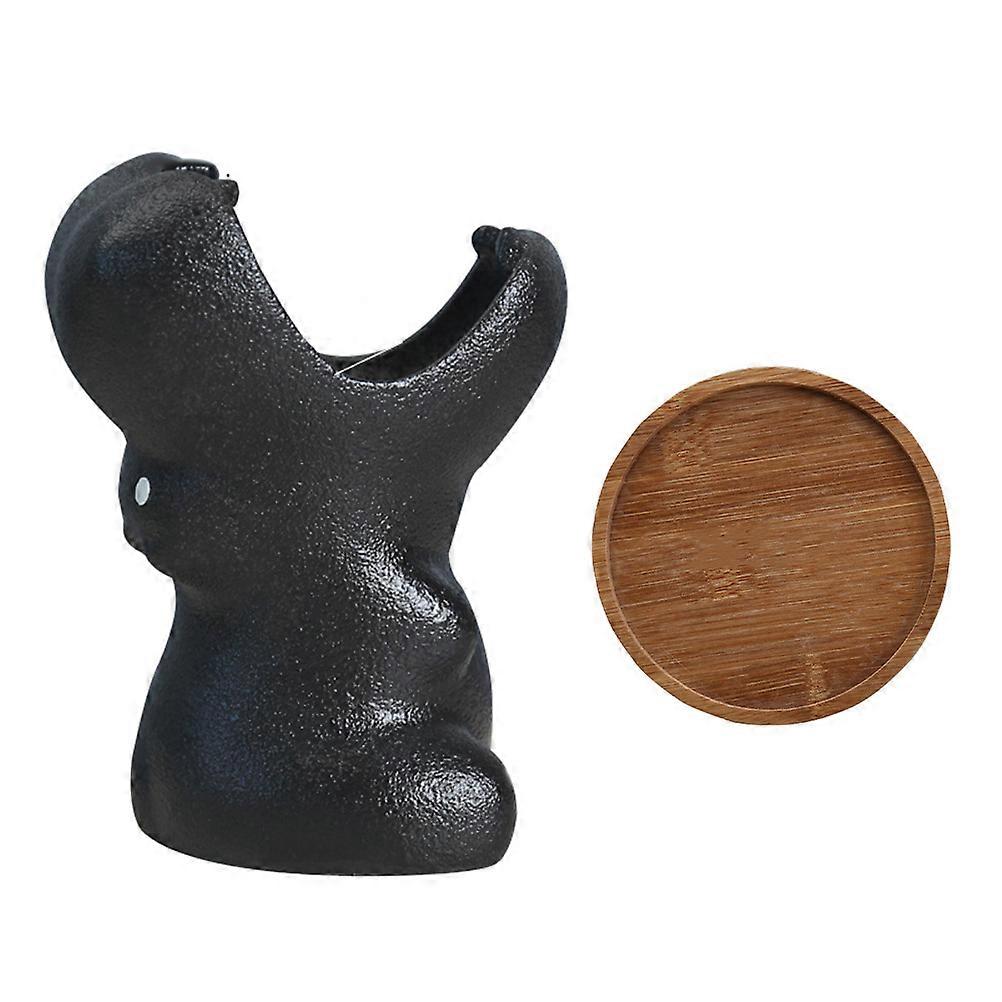 Black Ceramic Flower Pot for Decoration Durable Small Container for Home Office 2 Pcs