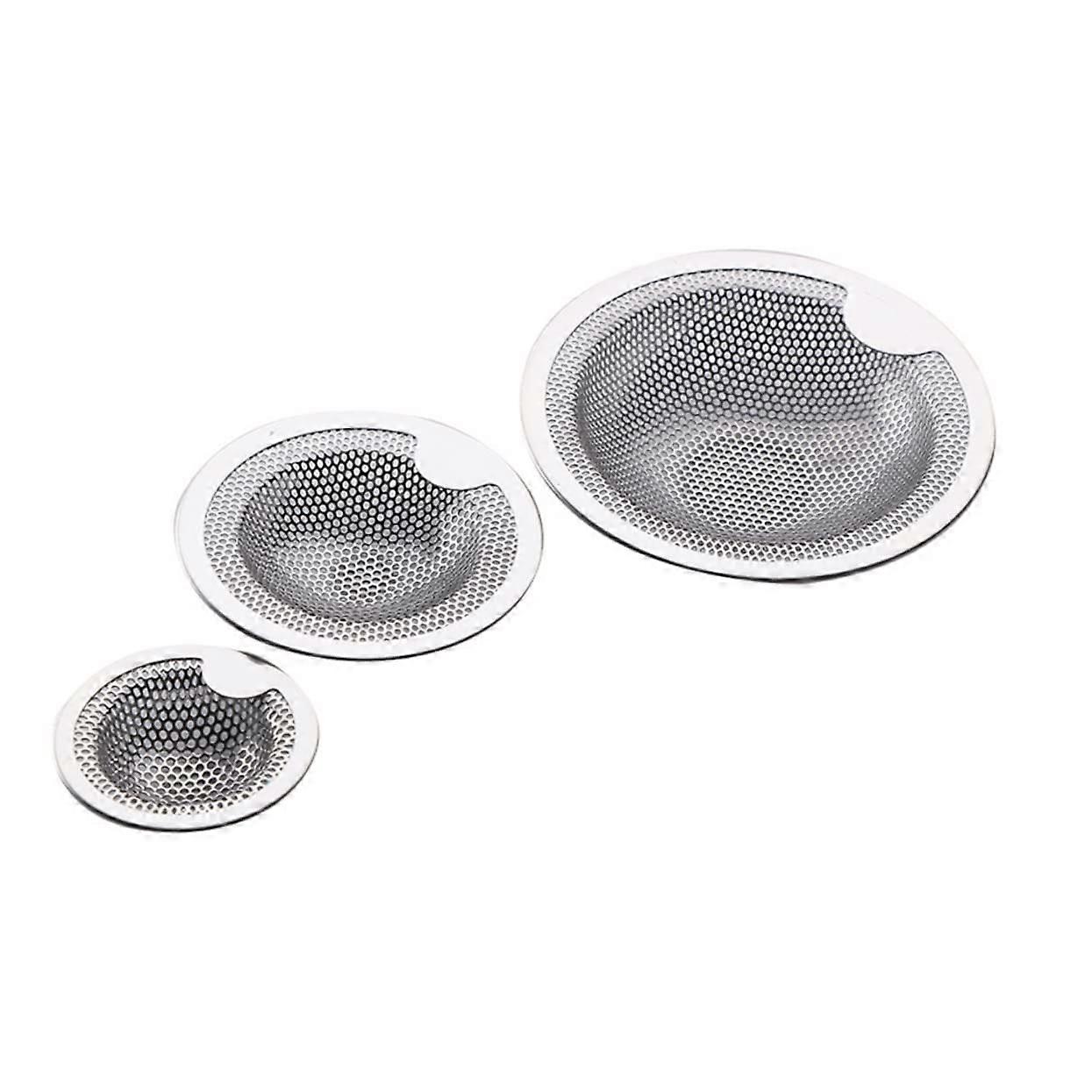 Stainless Steel Sink Strainers 3-Pack Hair Catcher For Kitchen And Bathroom Drains, Washbasin Filters, Easy To Clean