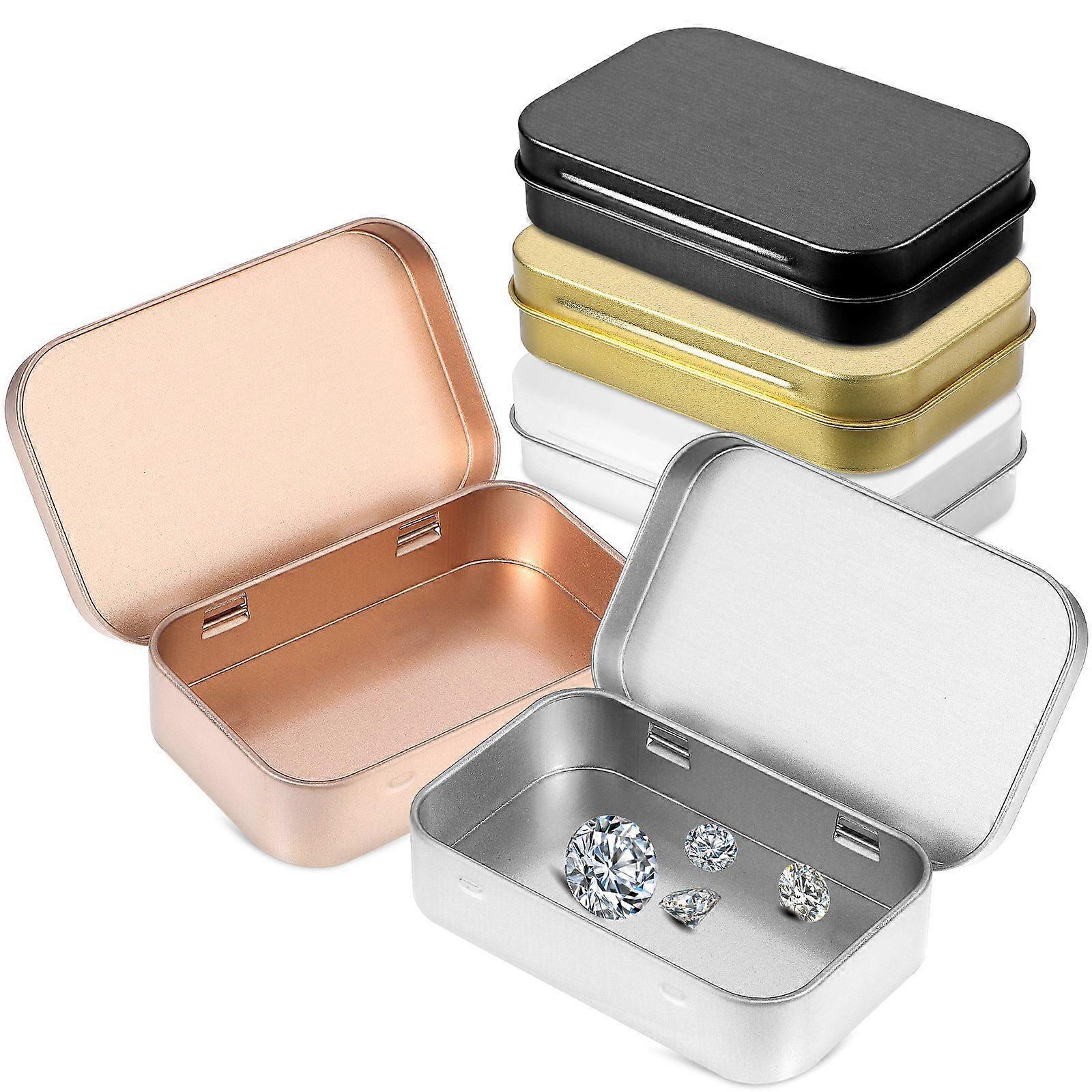 5Pcs Iron Box with Lid Metal Container Mini Box Organizer Card Case Accessory Storage