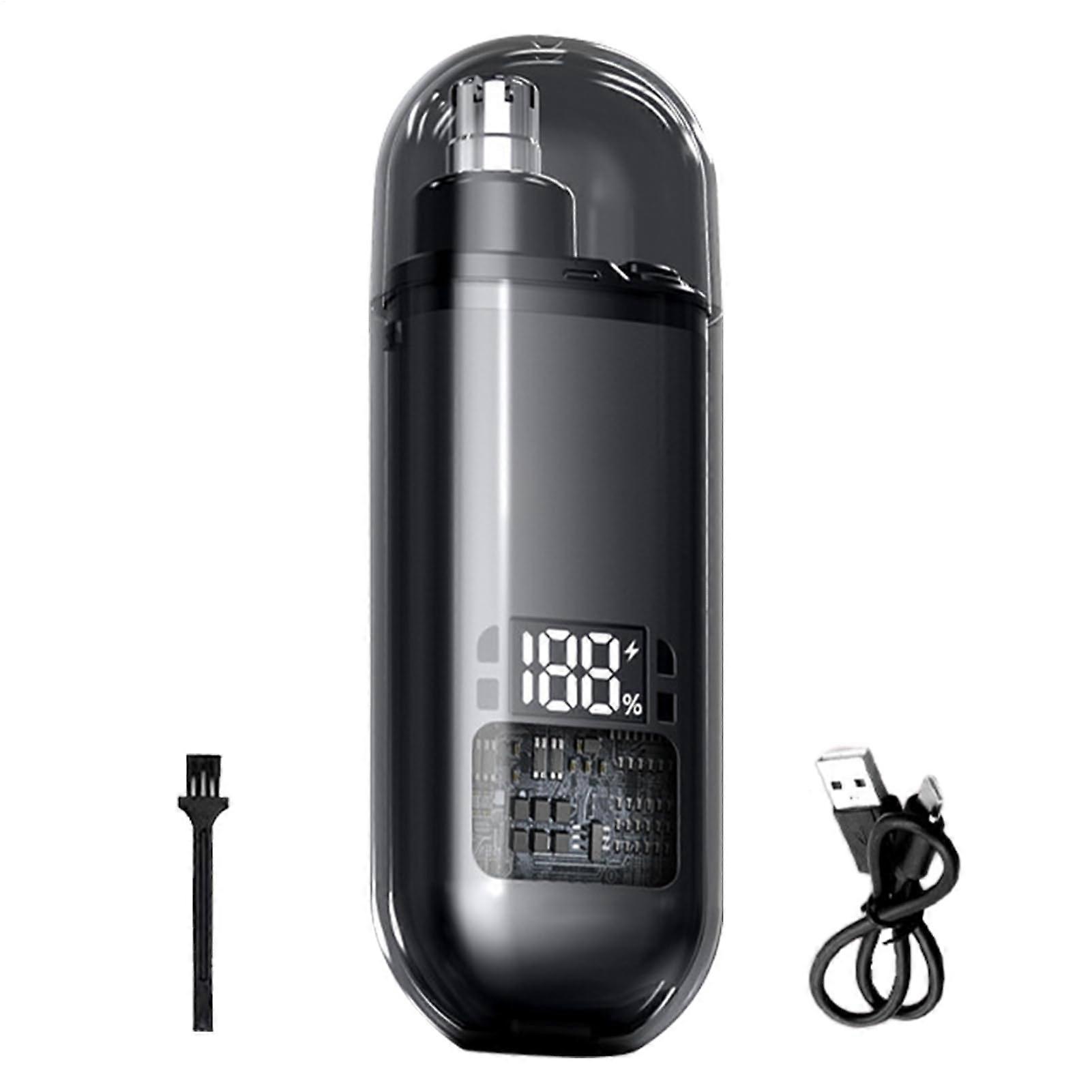 Nose Hair Remover | Waterproof Rechargeable Electric Device for Nose and Ears with Digital Display, Black Razor Tool Kit