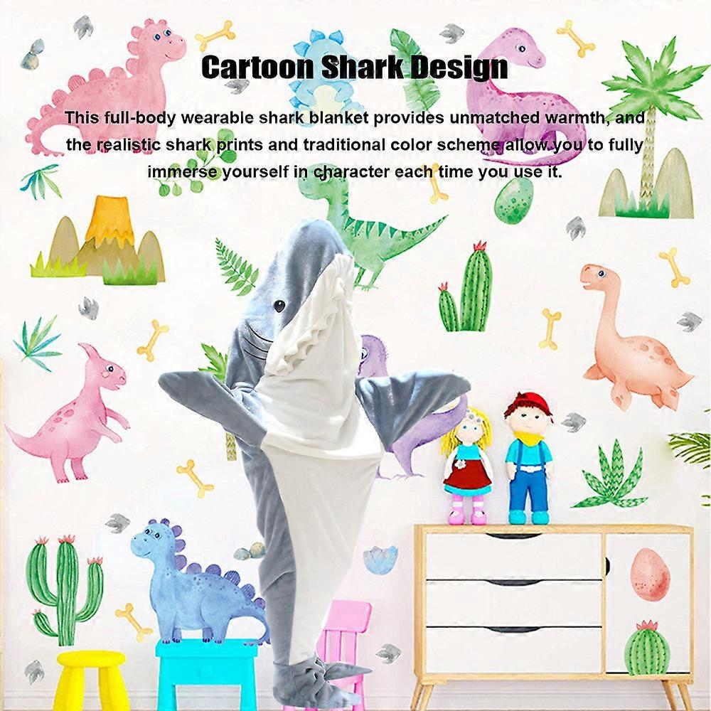 Shark One-Piece Pajamas for Adult Wearable Shark Blanket Hoodie