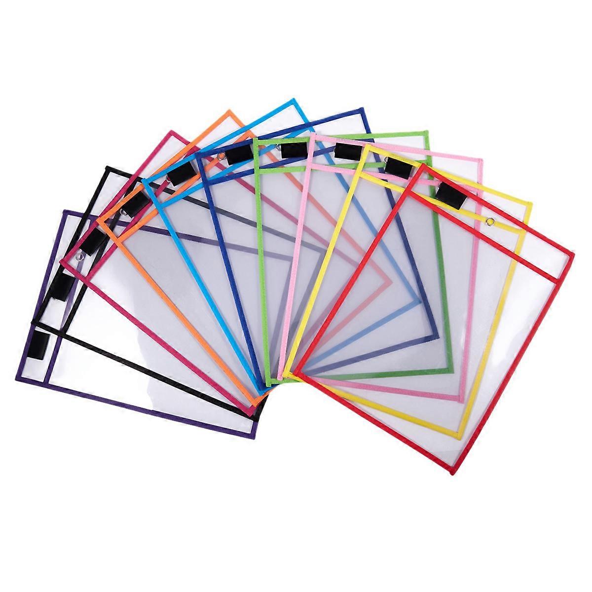 90 Pack Dry Erase Pockets PVC Transparent Sewn Dry Erase File Bag Reusable Dry Erase Bag