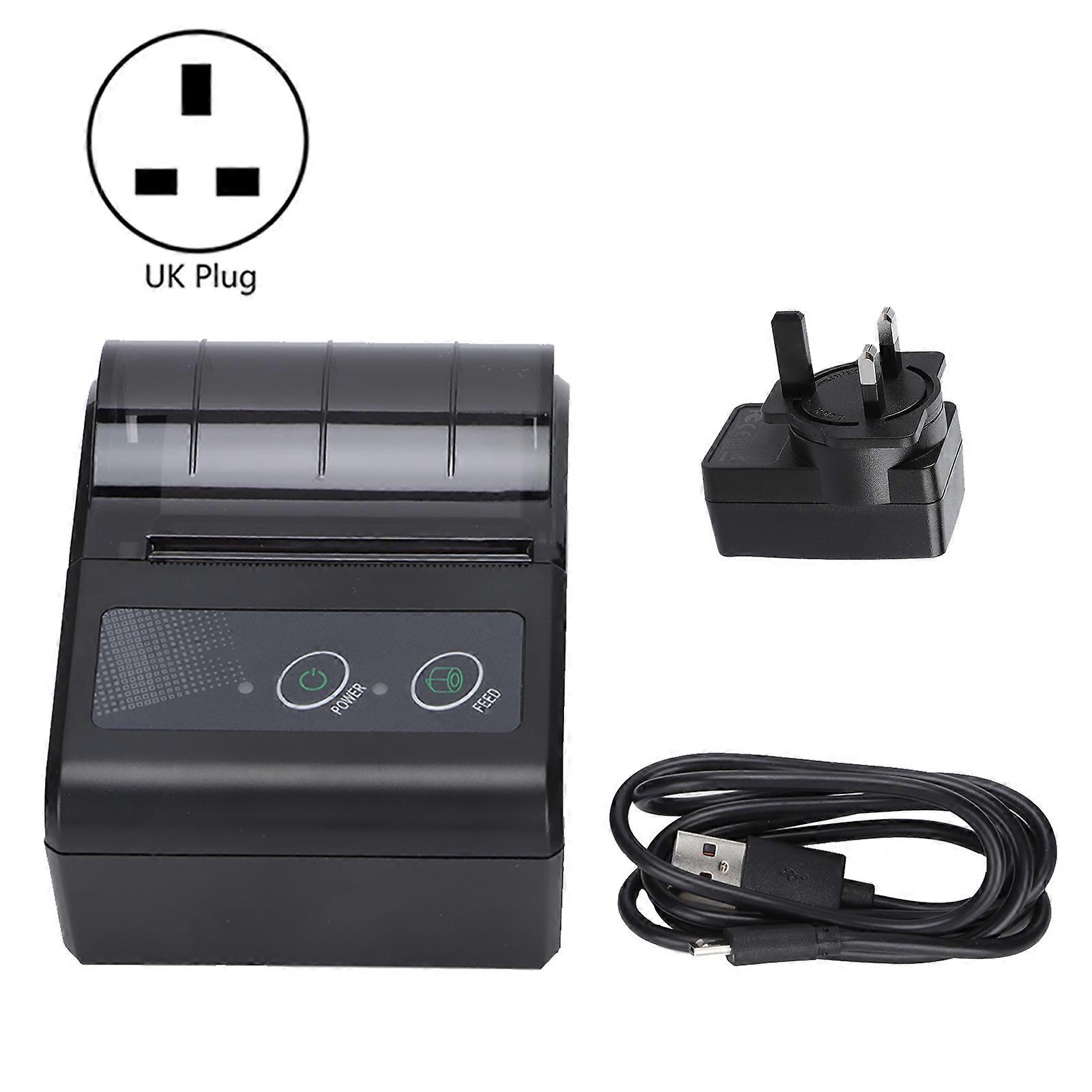 Thermal Printer 1500mAh Large Capacity 50 to 80mm/s Portable Wireless Ticket Machine 100 to 240VUK Plug