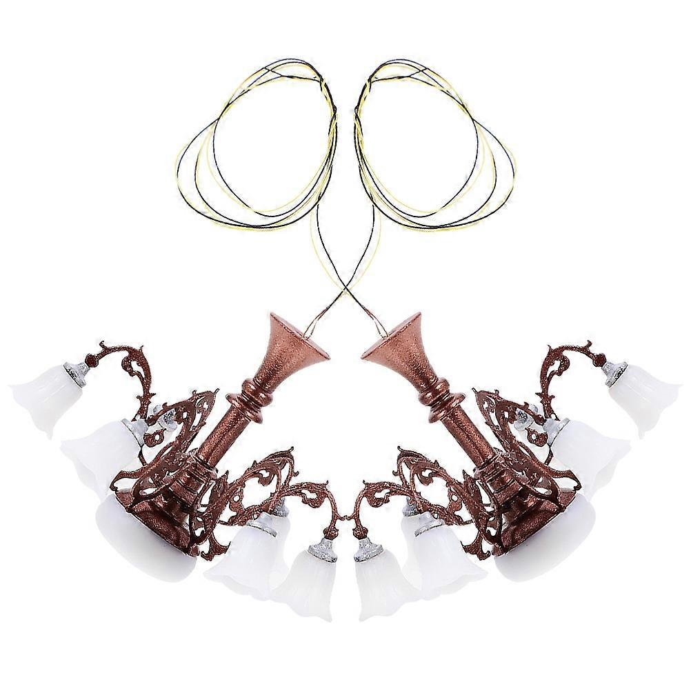 Miniature Chandelier Multifunctional Decoration for DIY Mini Houses and Photo Props 2 Pieces