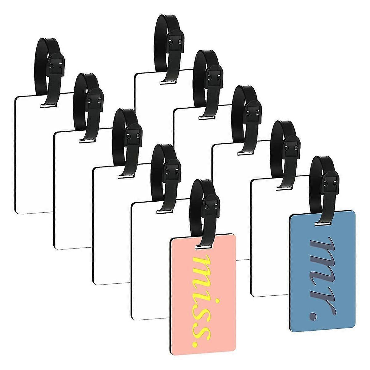 10PCS Sublimation Blank Luggage Tags Blank Travel Bag Baggage Tags with Strap Double Sided MDF Suit