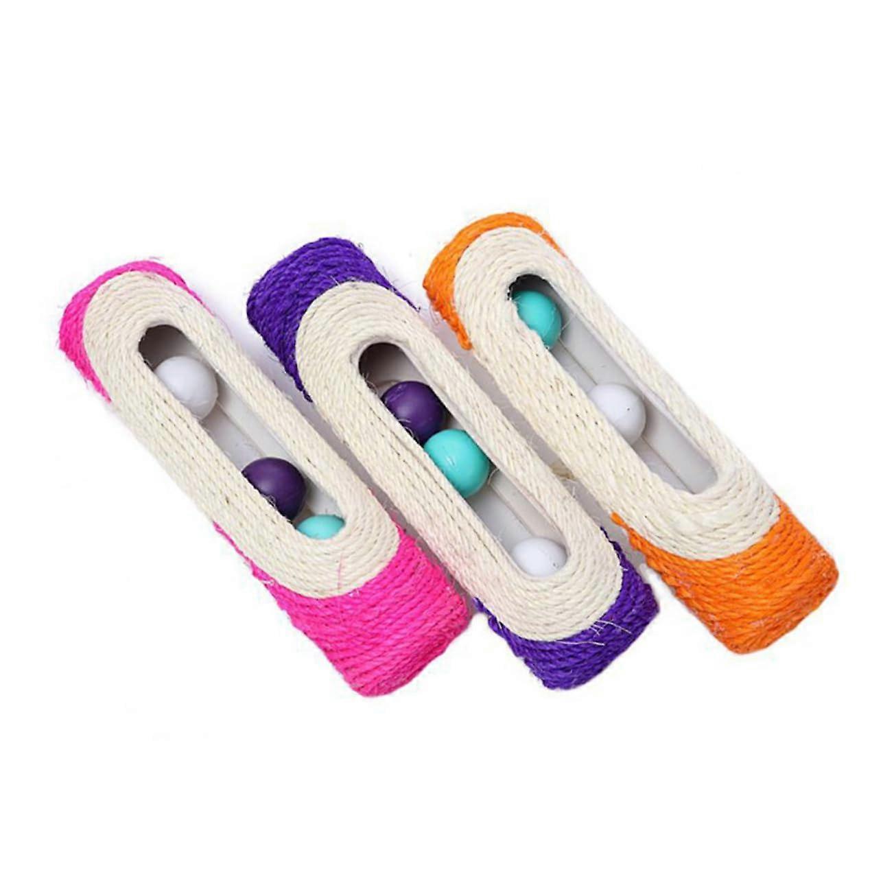 Sisal Cat Scratch Board With Three Ring Balls, Interactive Cat Toy For Claw Grinding, Furniture Protection, Random Color