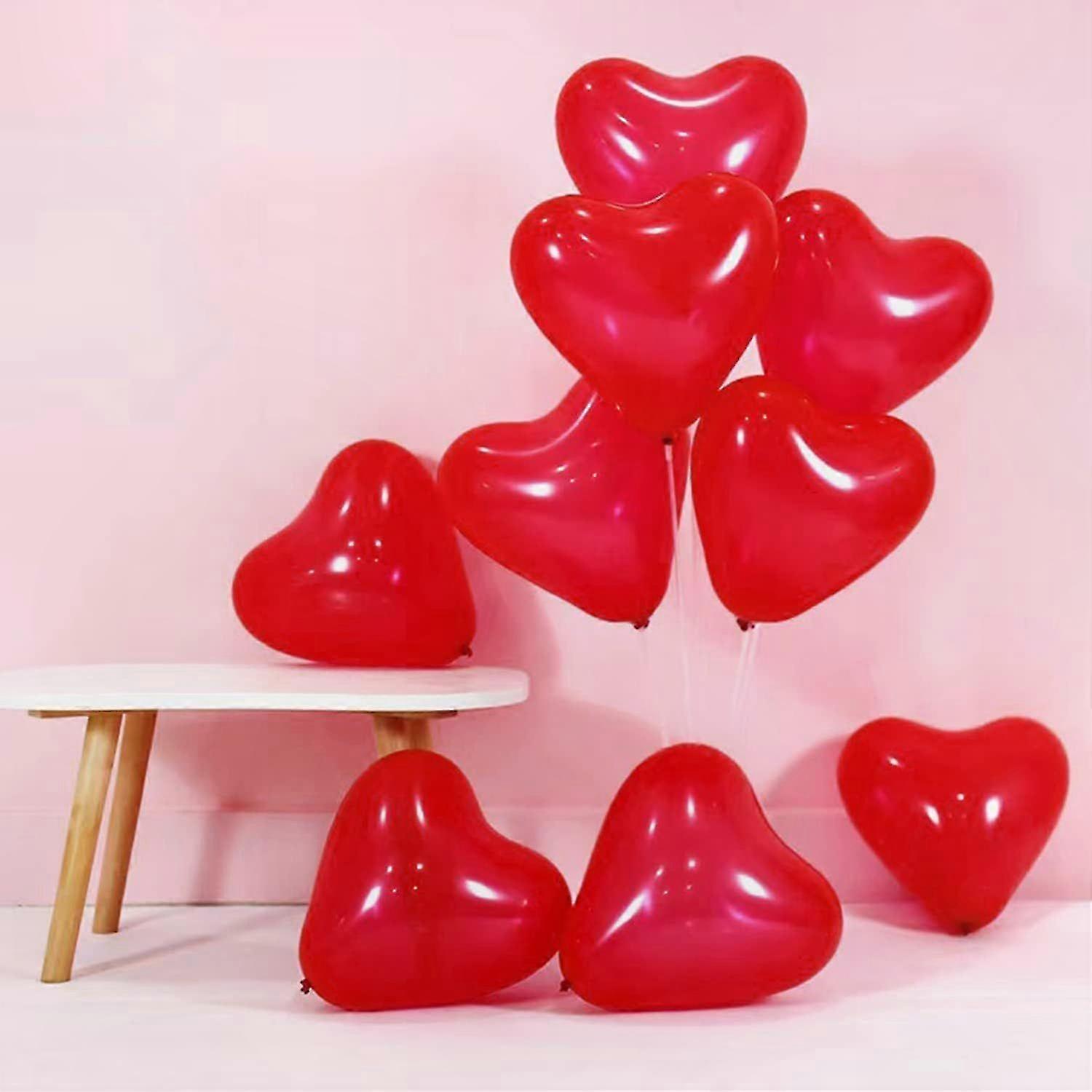 Heart-Shaped Latex Balloons, 100 Count, 10 Inch, Ideal for Valentine's Day Decorations and Romantic Celebrations